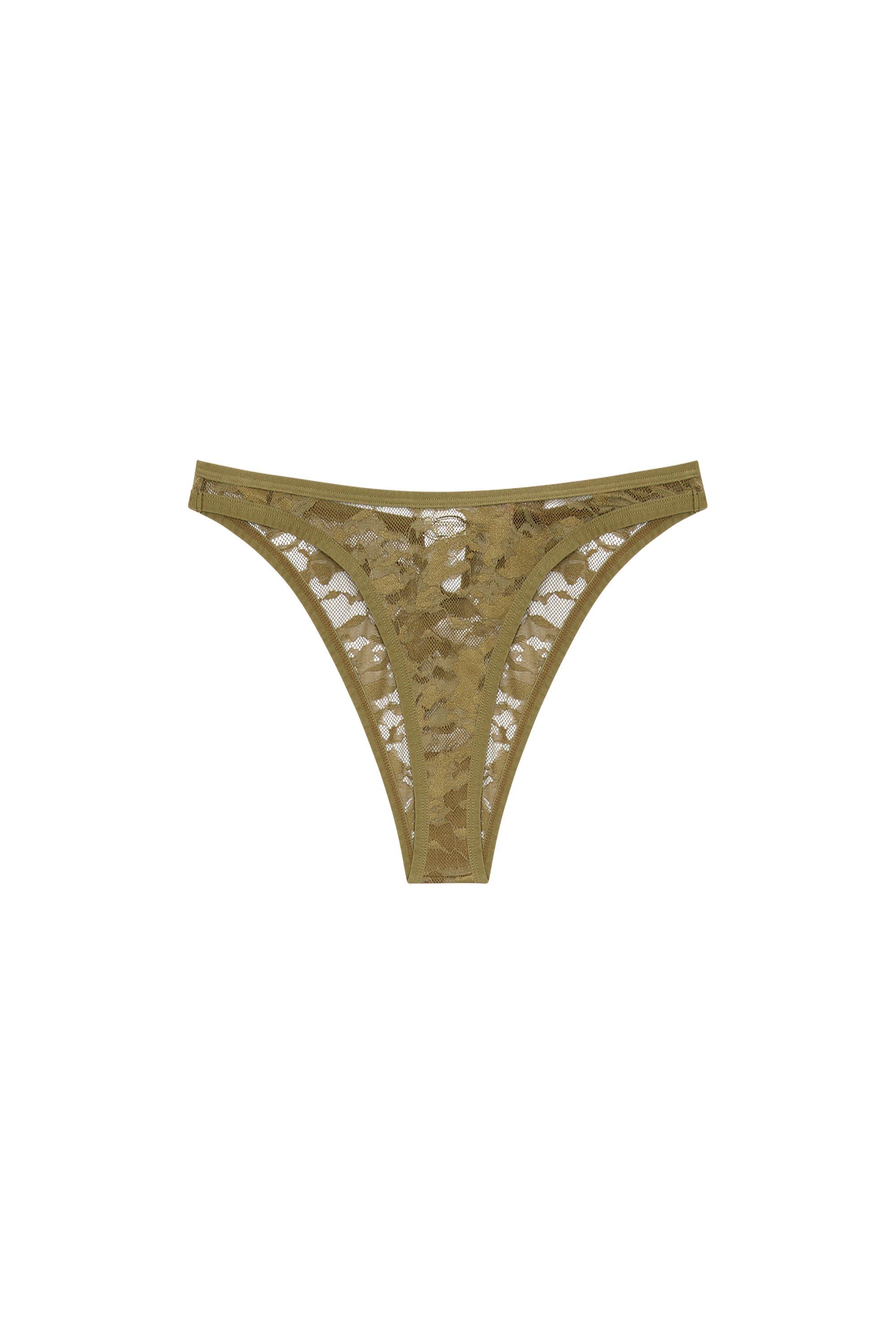 Diesel - UFPN-D-OVAL-PUNCHY-BRIEF, Culotte en dentelle camouflage avec plaque Oval D Femme in Vert - 4