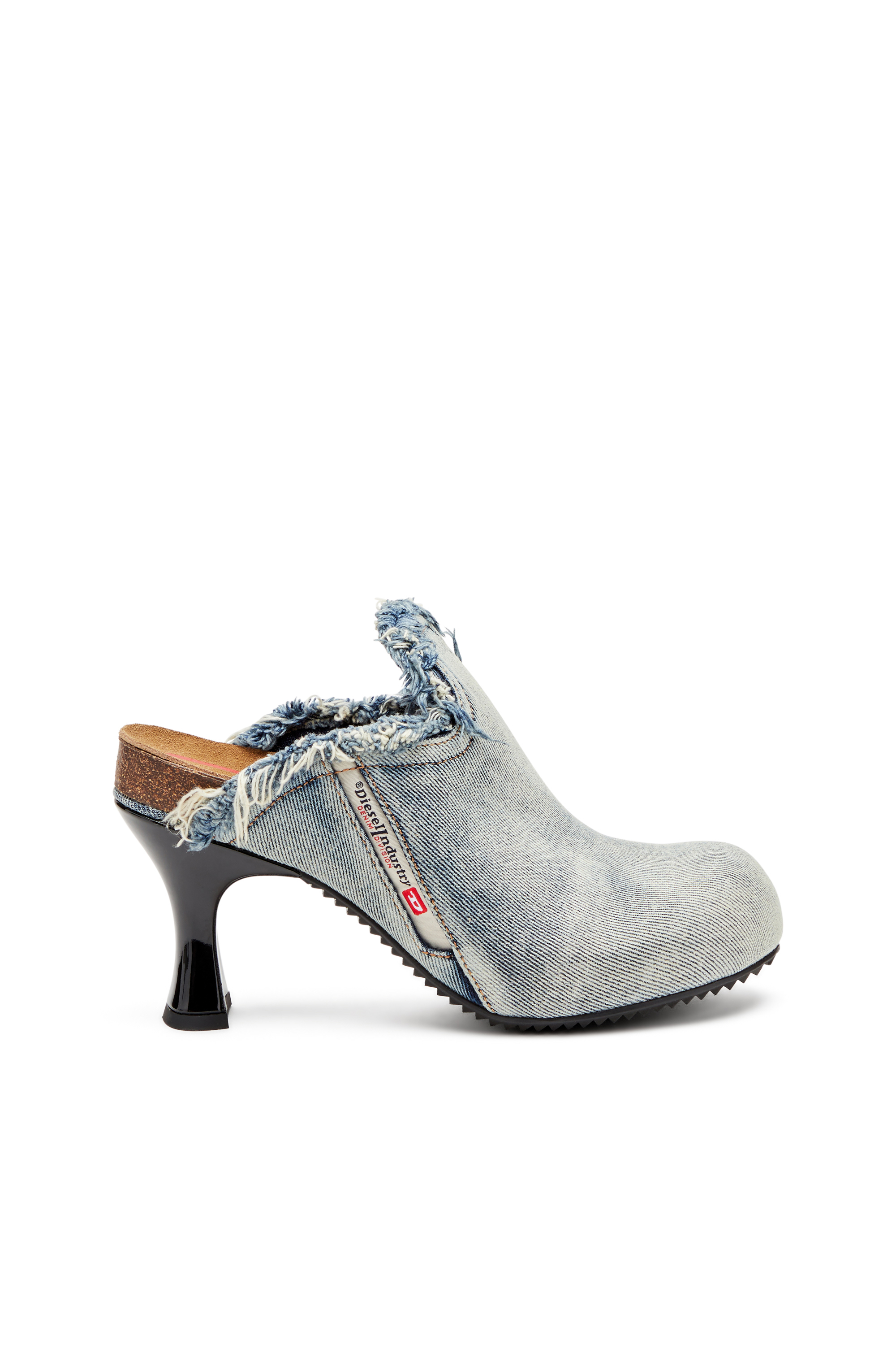 Diesel - D-WOODSTOCK ML W, Mules en denim effiloché Femme in Bleu - 2