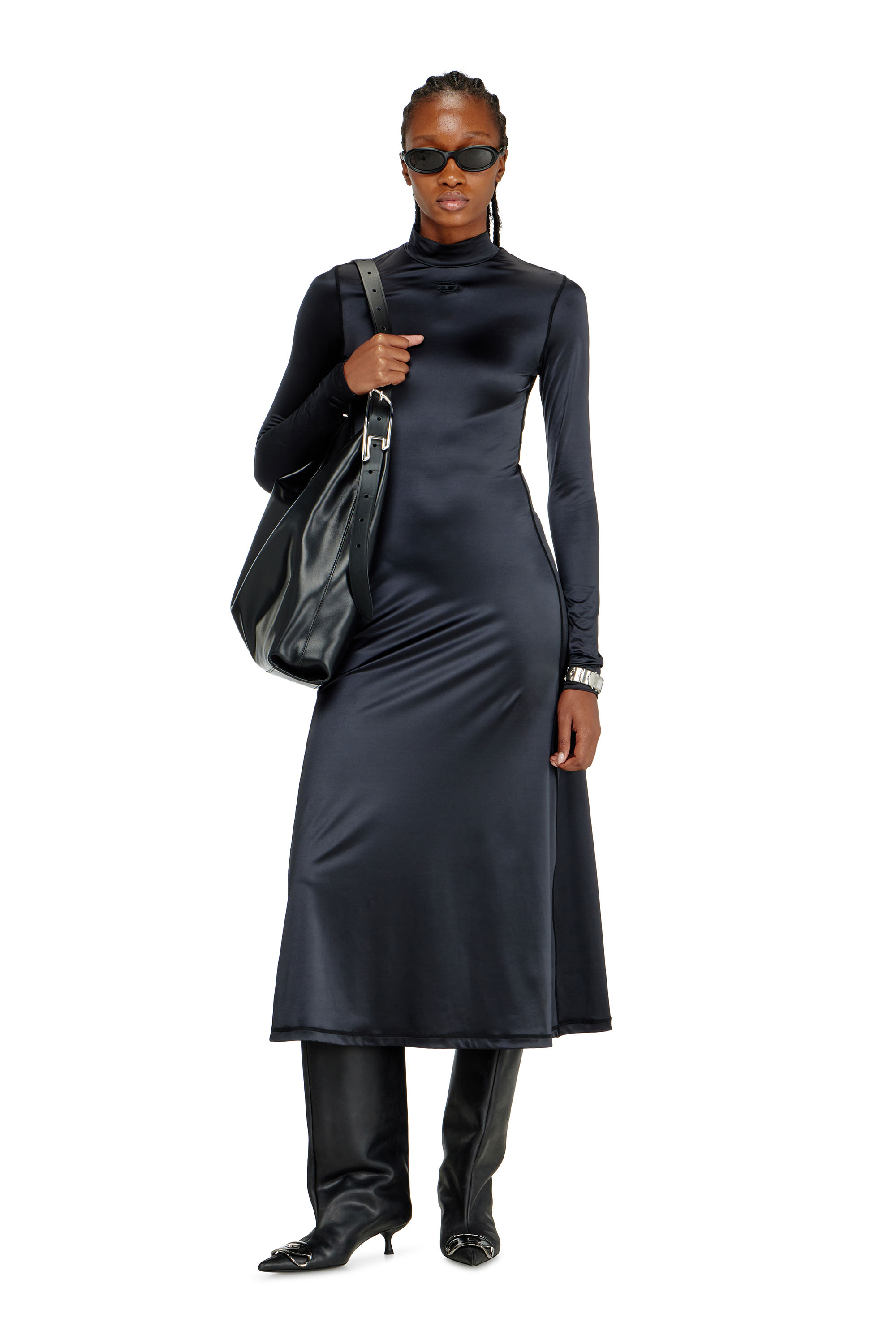 Diesel - D-UNGO, Robe midi fluide &agrave; col montant Femme in Noir - 2