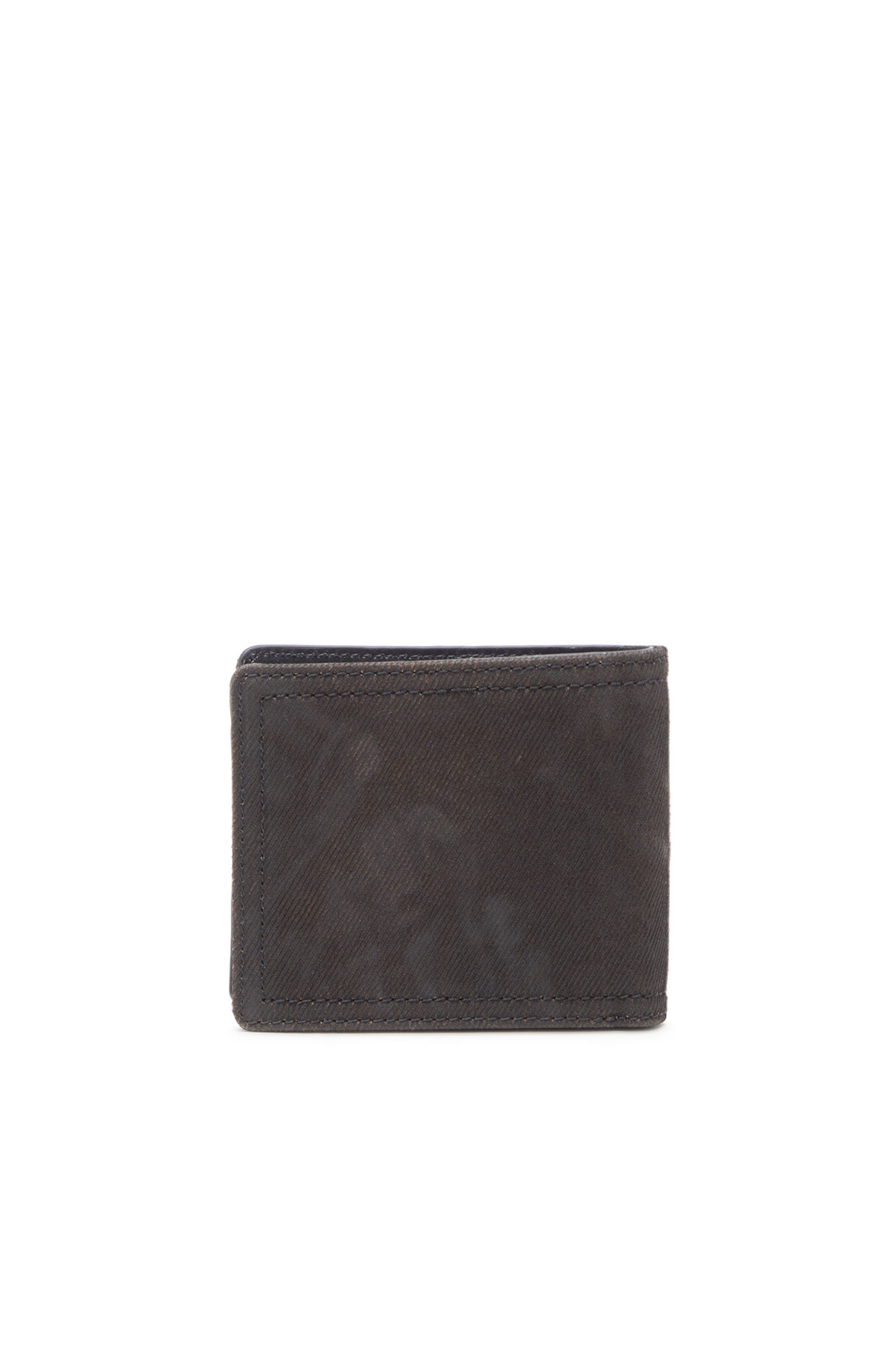 Diesel - MULTI-PKTS BI FOLD COIN S 3D, Portefeuille à deux volets en denim floqué enduit Homme in Noir - 2