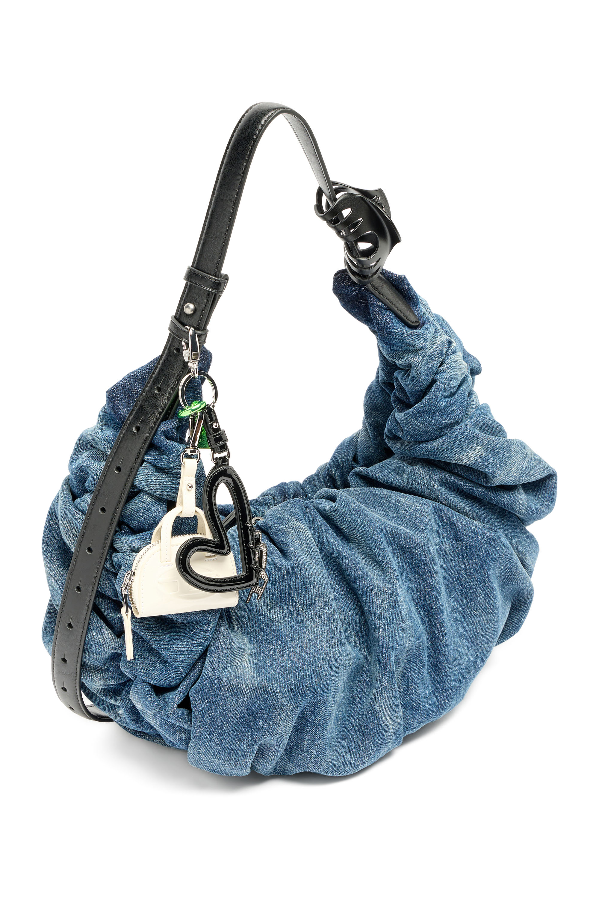 Diesel - GRAB-D HOBO L, Grab-D L-Grand sac hobo froiss&eacute; en denim trait&eacute; Femme in Bleu - 6