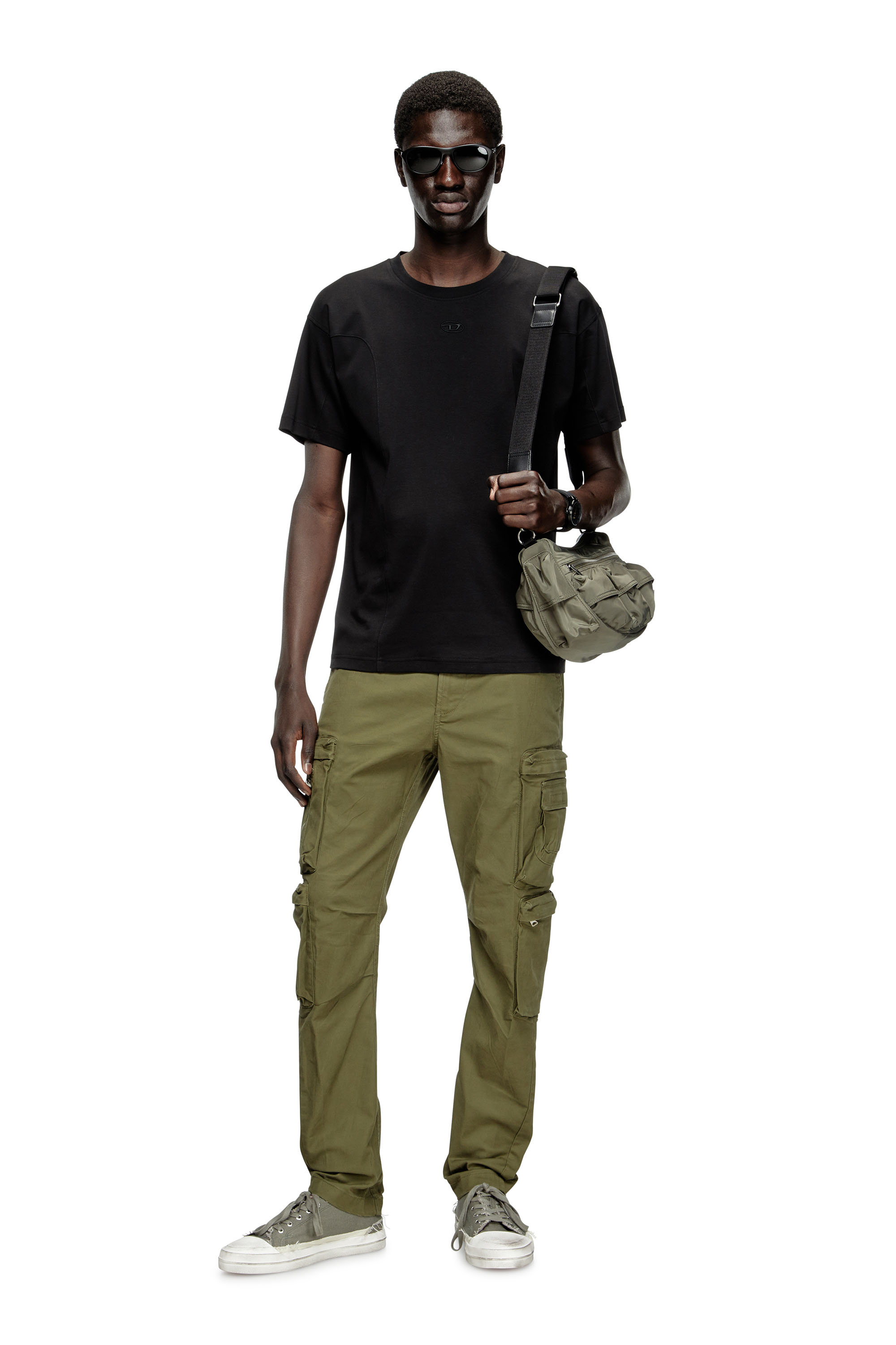 Diesel - T-NORM-INT, T-shirt à manches courtes avec empiècements Homme in Noir - 1