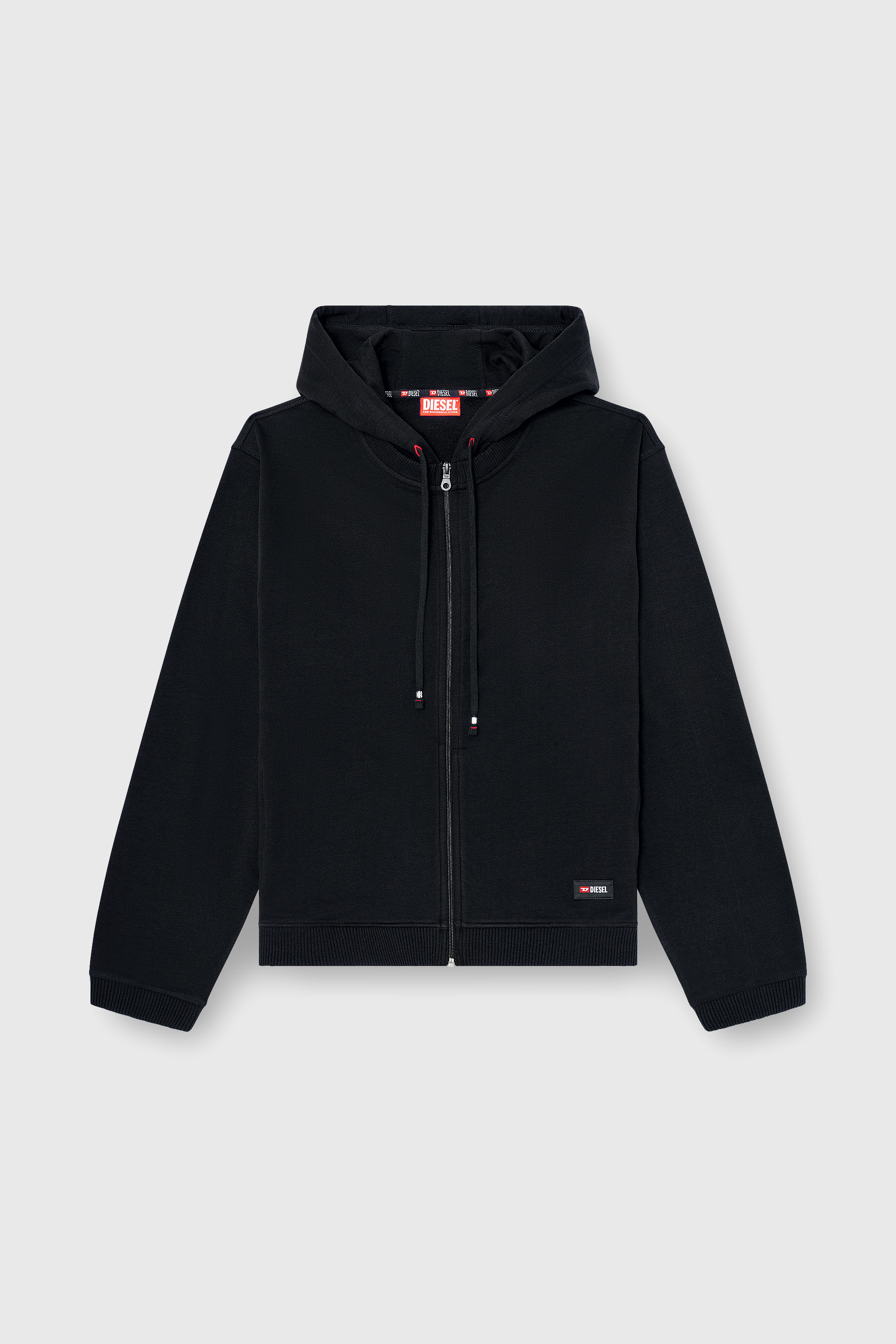 Diesel - JOY-D-CORE, Sweat &agrave; capuche en m&eacute;lange de coton gratt&eacute; Homme in Noir - 2