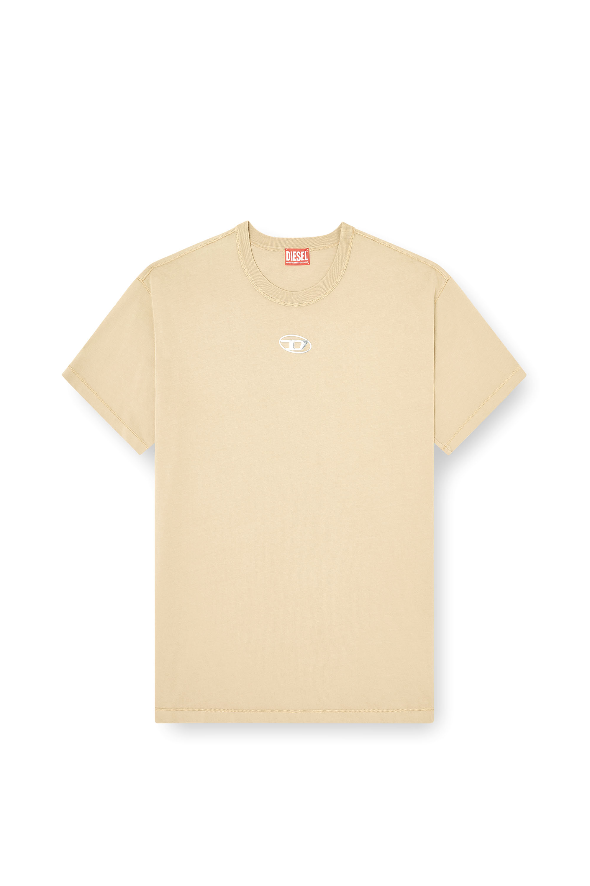 Diesel - T-NORM-IOD, T-shirt en coton léger avec logo Ovale D métallisé Homme in Beige - 2