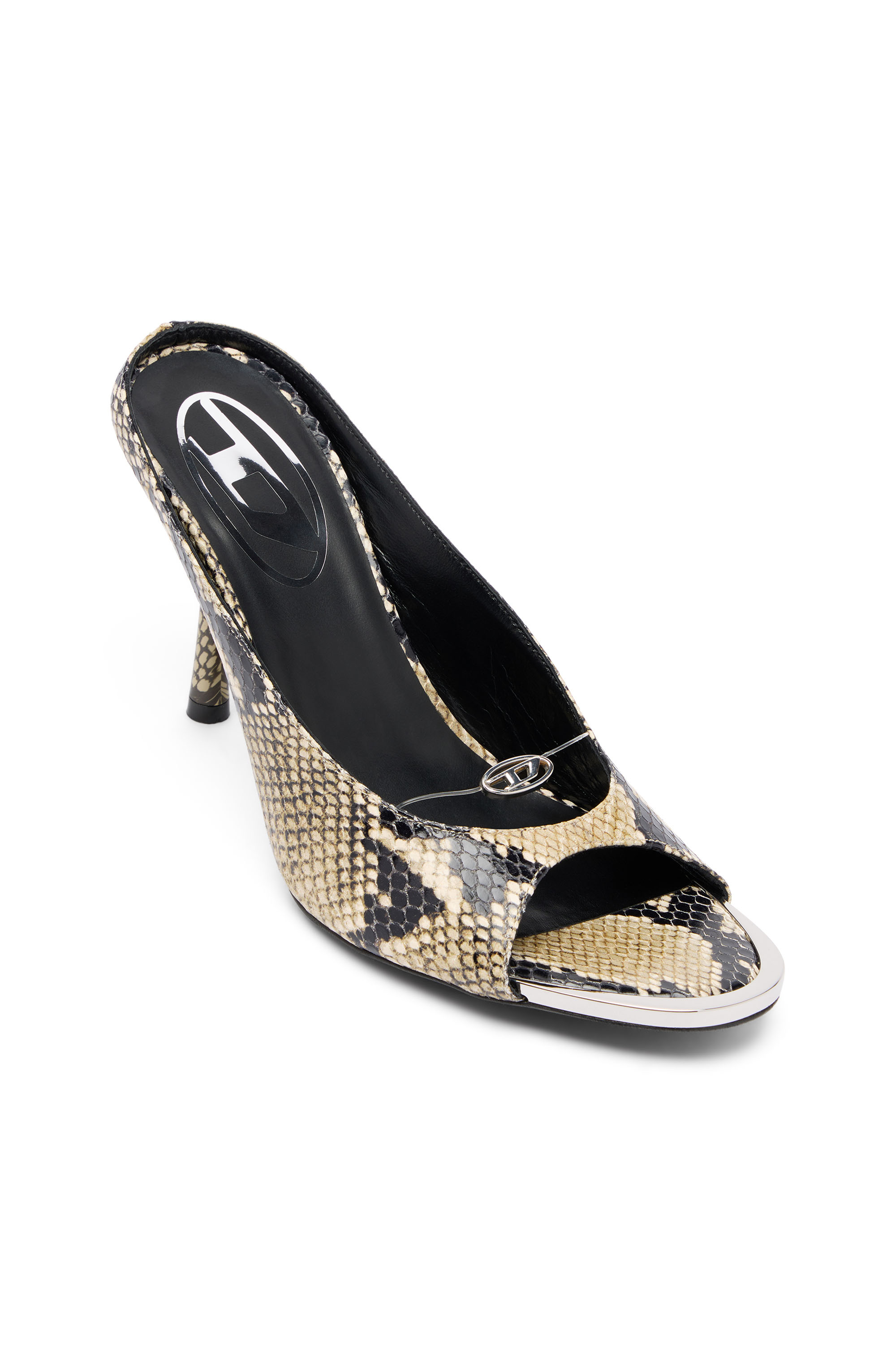 Diesel - D-DIAM'S SA 90, D-Diam&rsquo;s-Mule en cuir huate &agrave; talon haut avec ovale D flottant Femme in ToBeDefined - 6