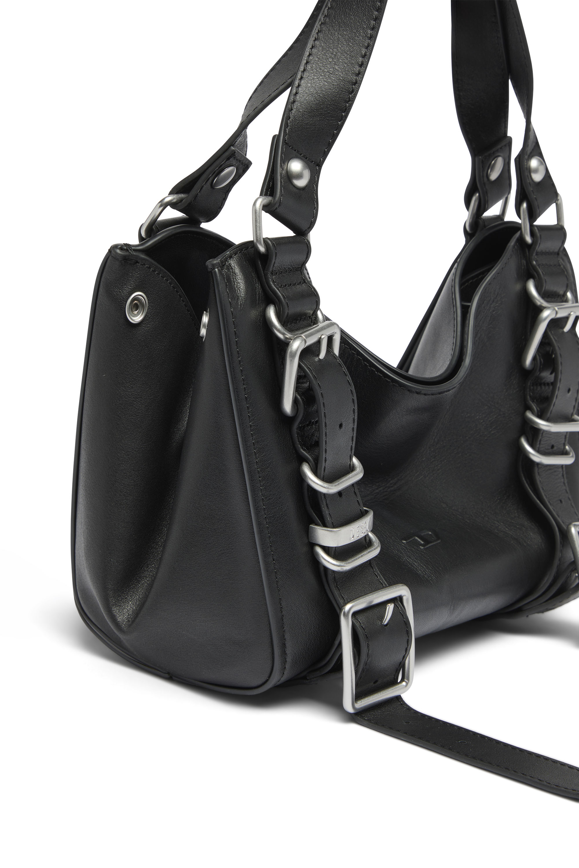 Diesel - D-ONE TOPHANDLE S, D-One-Sac small &agrave; poign&eacute;e sup&eacute;rieure en cuir trait&eacute; Femme in Noir - 6