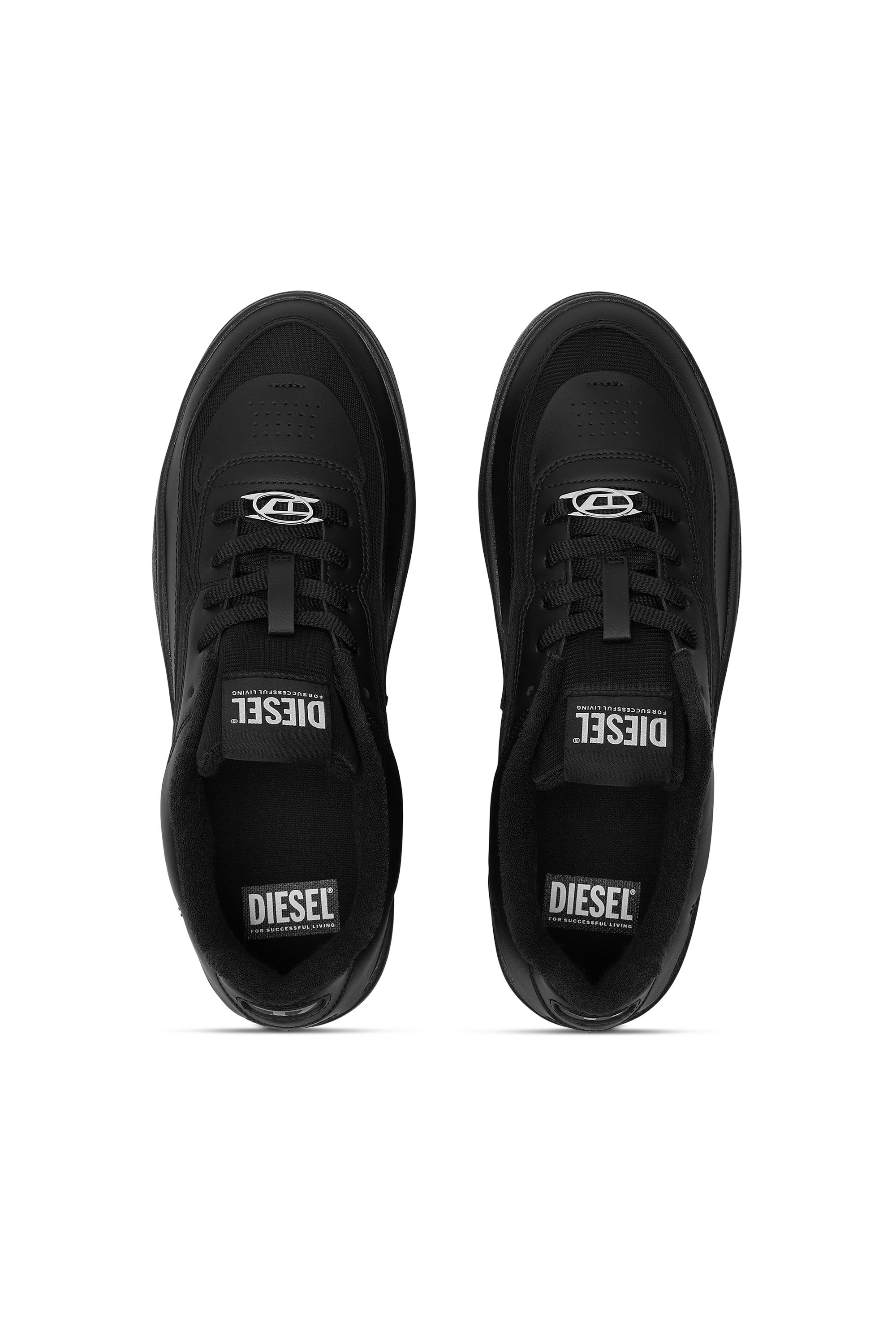 Diesel - S-OVAL SKATE LOW, Sneakers en cuir avec empiècements en tissu Homme in Noir - 5