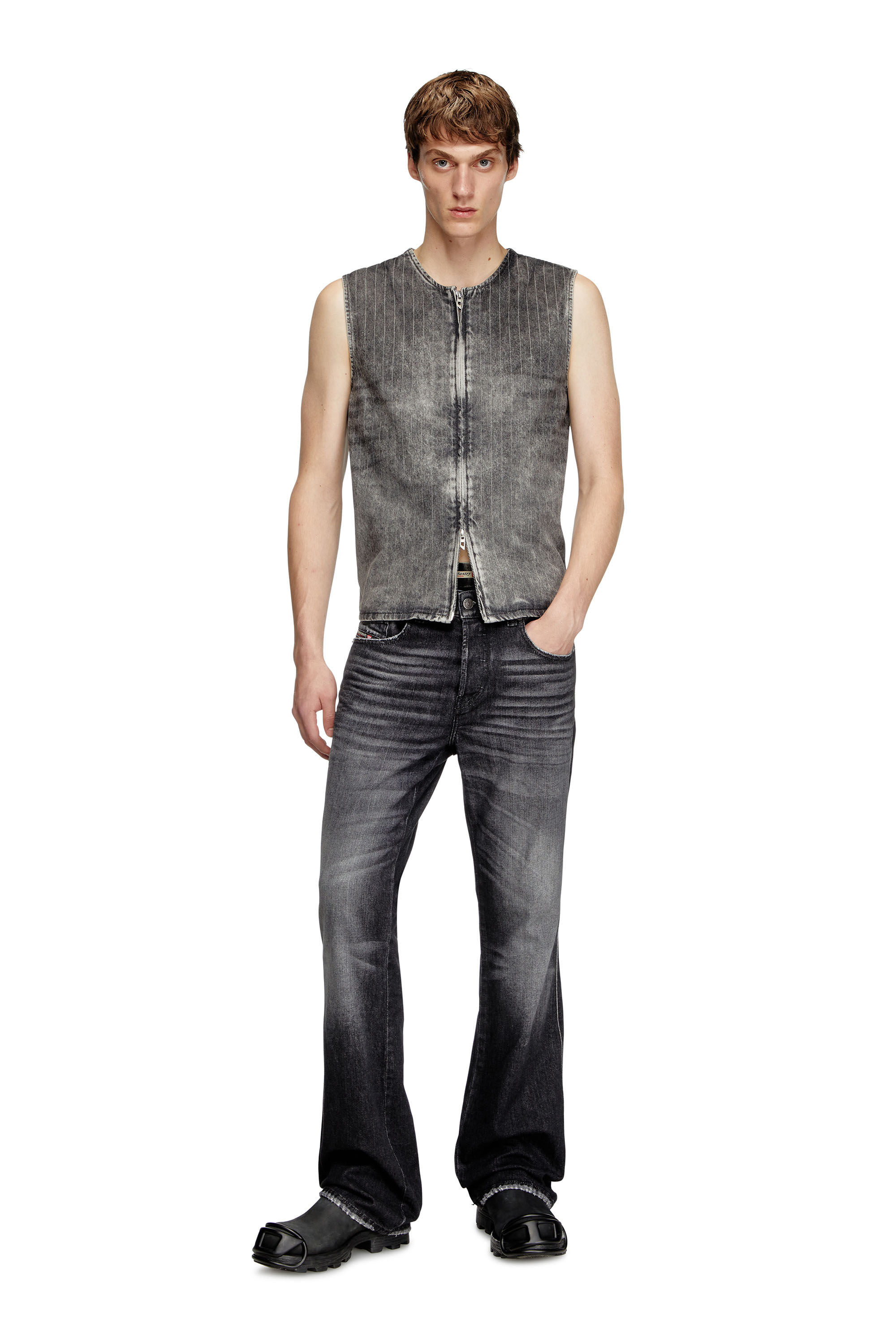 Diesel - D-SUND-S, Gilet tailleur en denim à rayures Mixte in Gris - 2