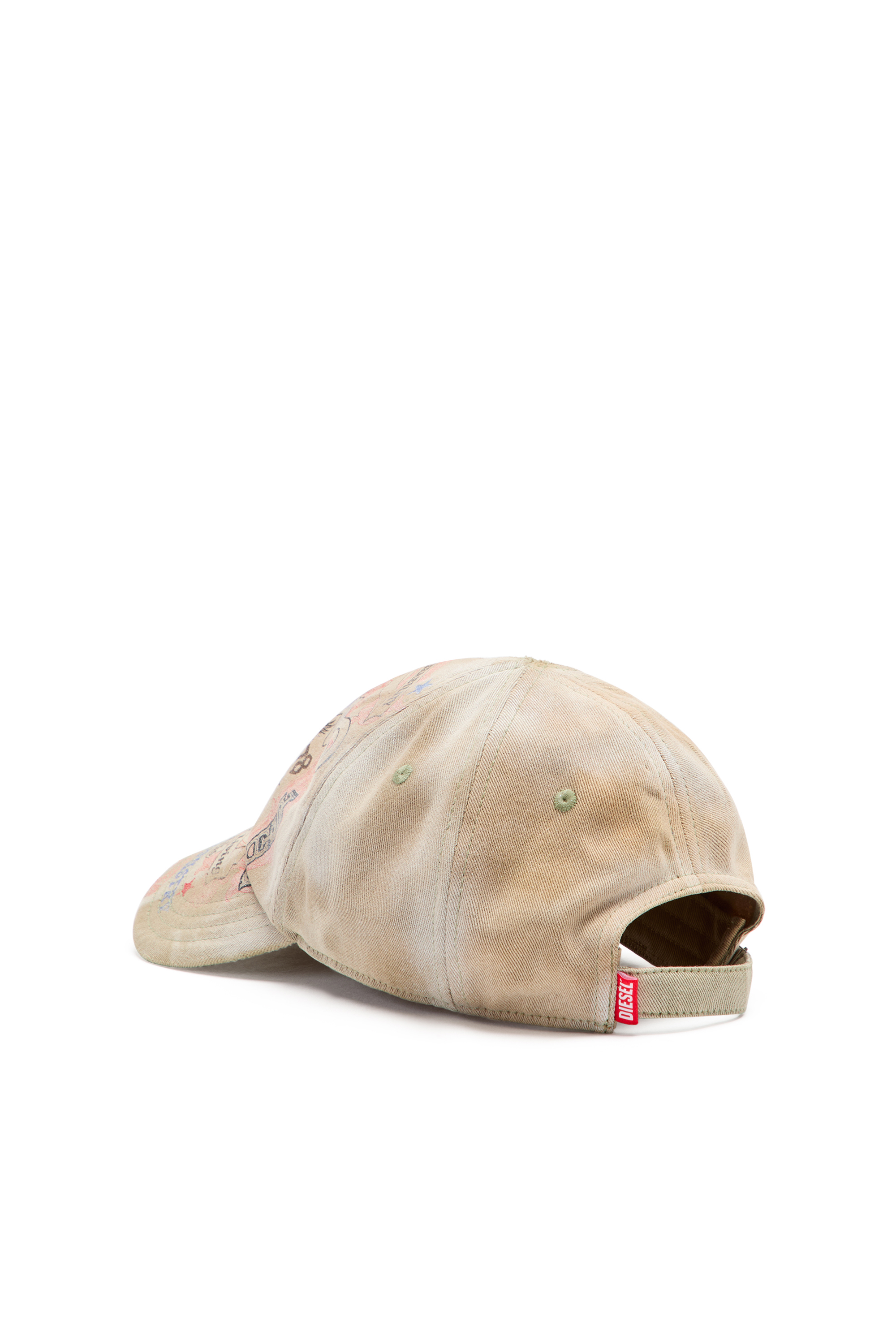 Diesel - C-RITUAL, Casquette de baseball effet us&eacute; avec logo imprim&eacute; Homme in Beige - 2