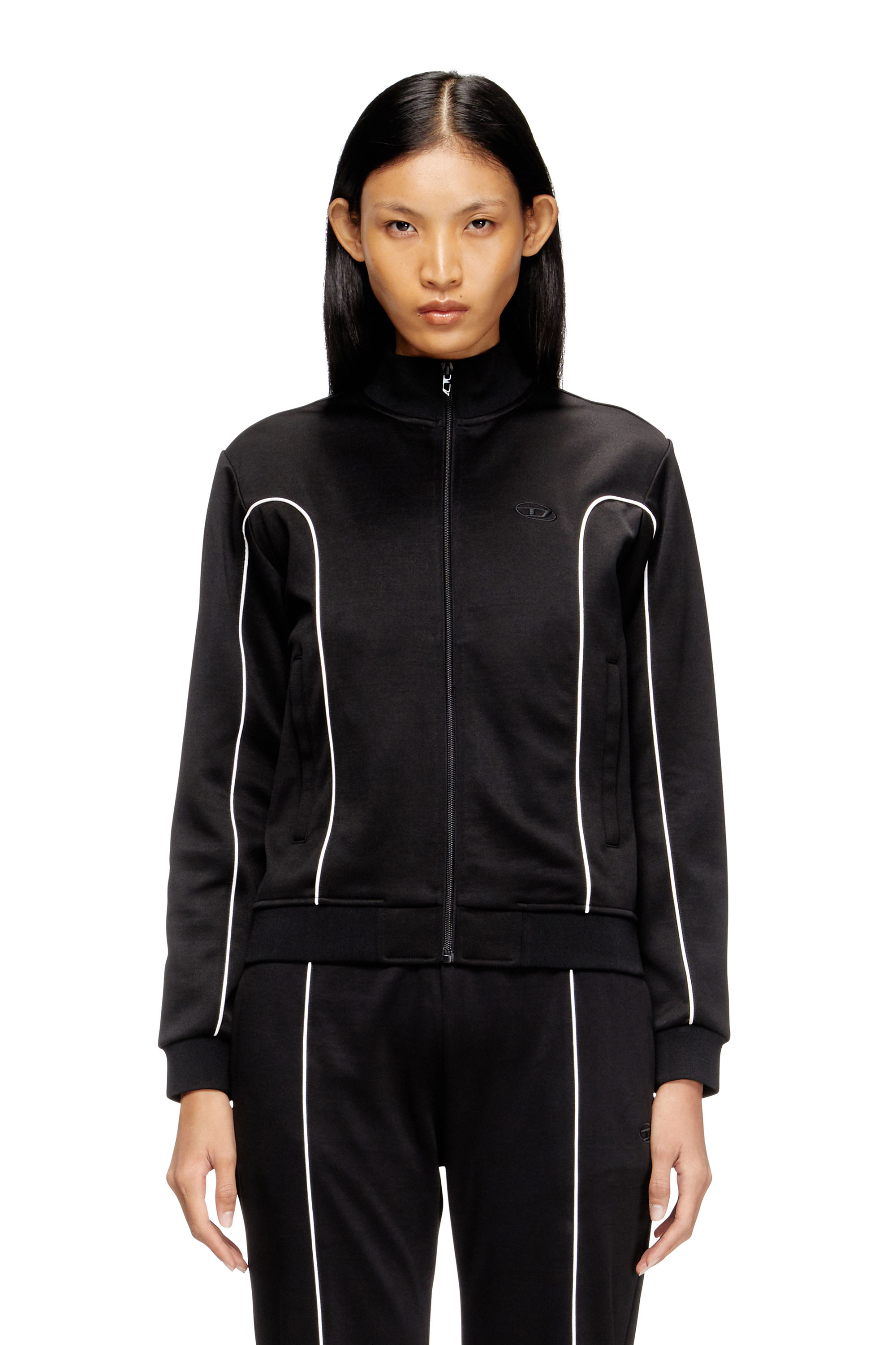 Diesel - F-LOCKING-OD, Veste en molleton avec passepoil contrastant Femme in Polychrome - 1