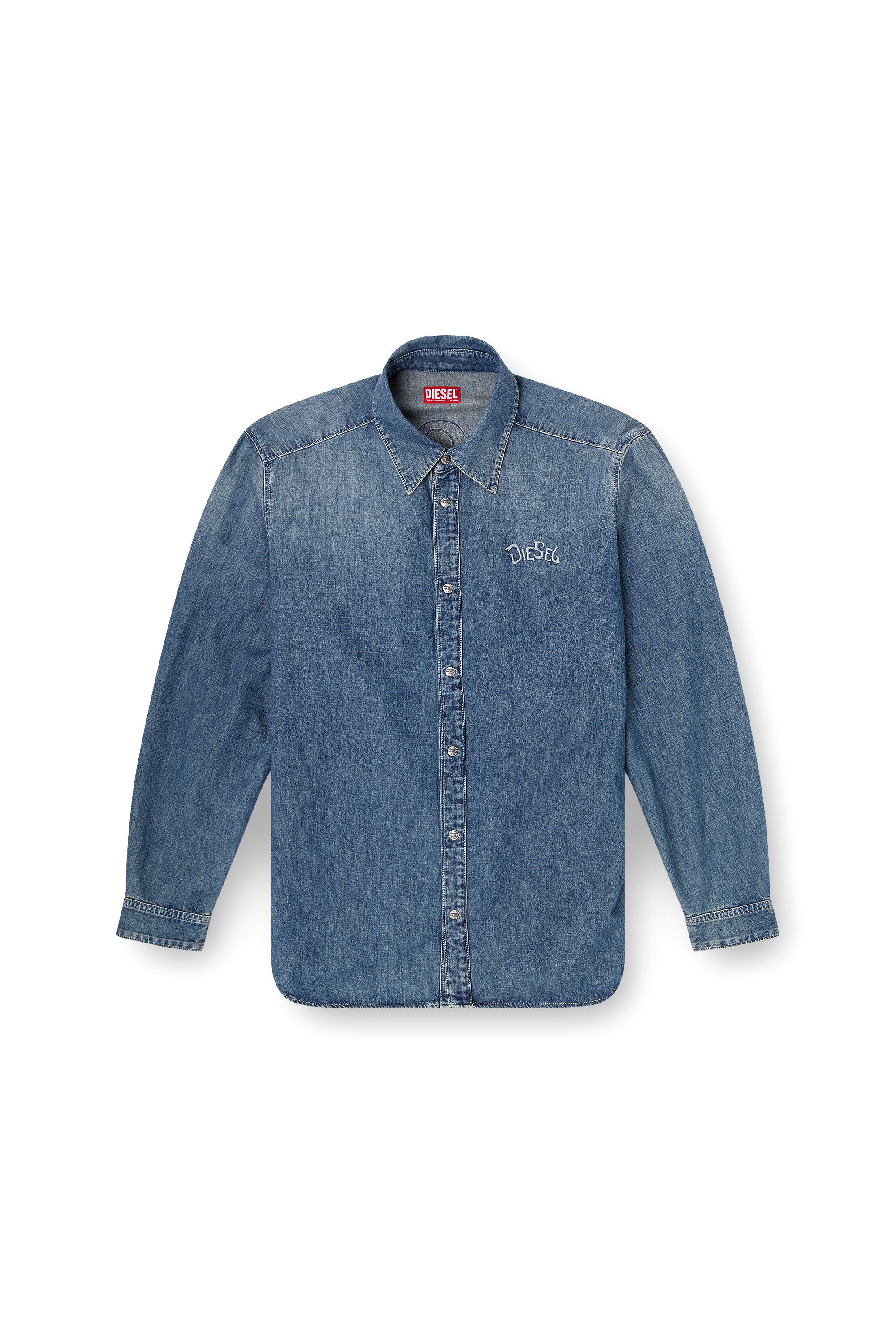 Diesel - D-SIMPLY-S15, Chemise en denim avec emblème brodé Homme in Bleu - 3