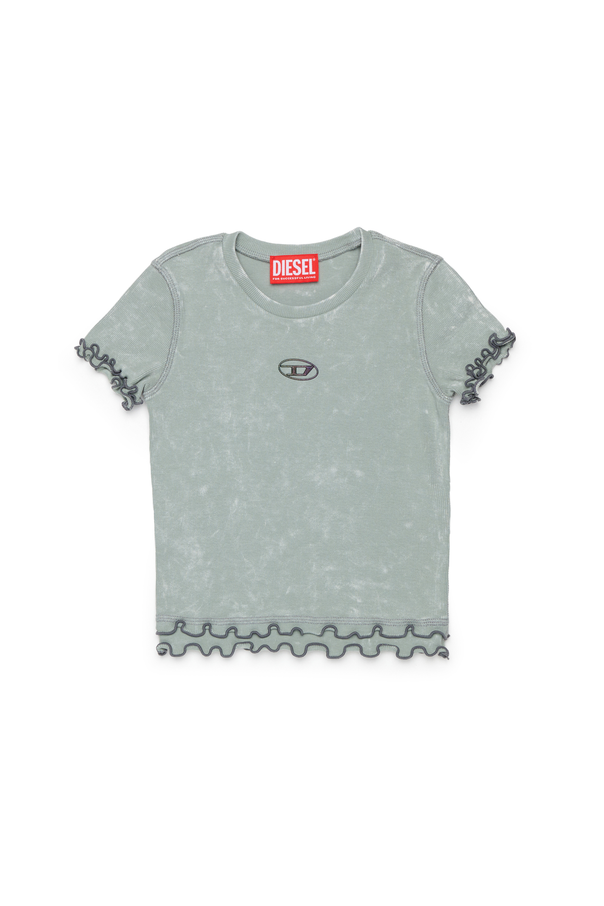 Diesel - TAILIA, T-shirt c&ocirc;tel&eacute; avec volants Femme in Gris - 1