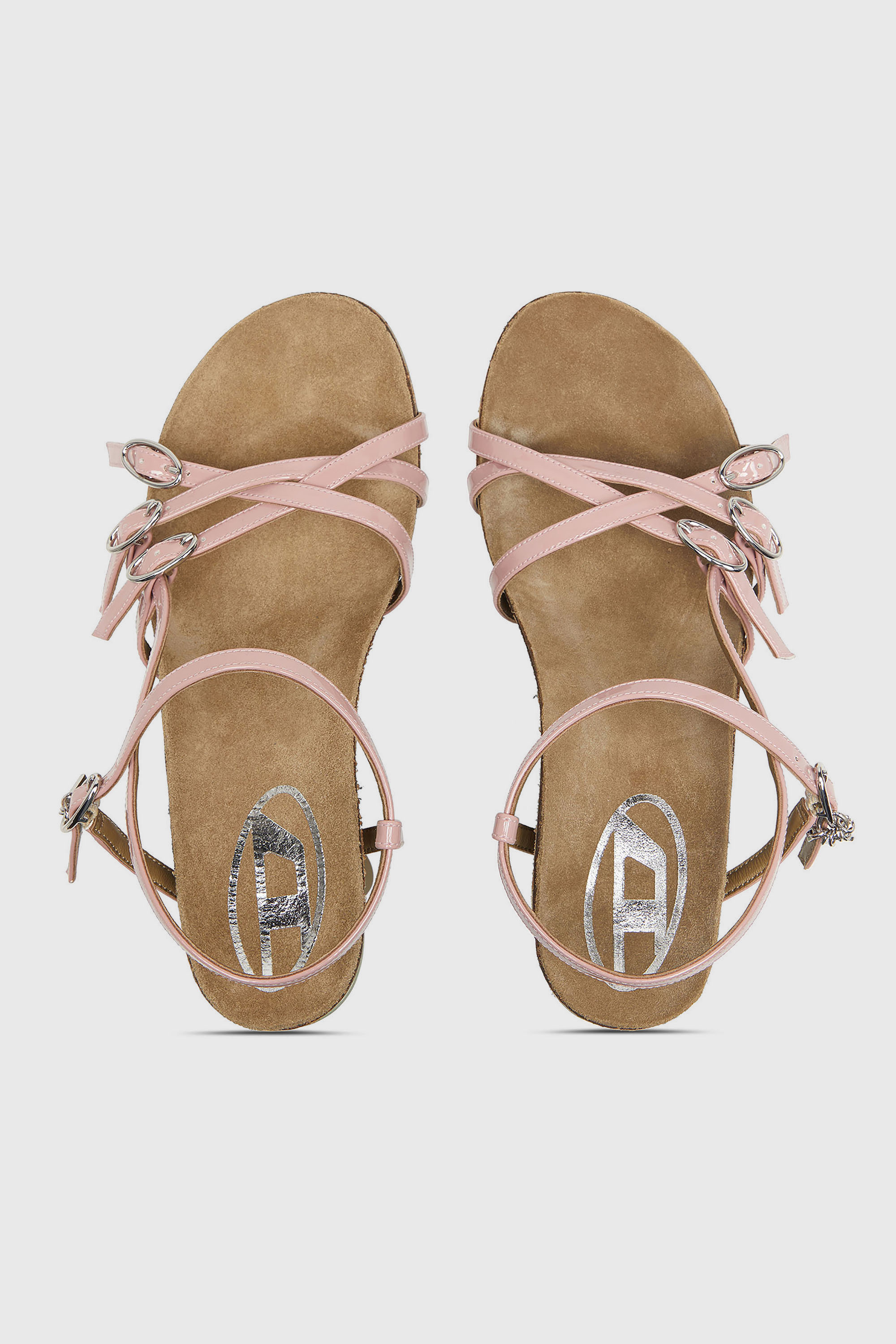 Diesel - D-WOODSTOCK 105 SANDAL, D-Woodstock-Sandales &agrave; plateforme &agrave; brides en PU brillant Femme in Polychrome - 4