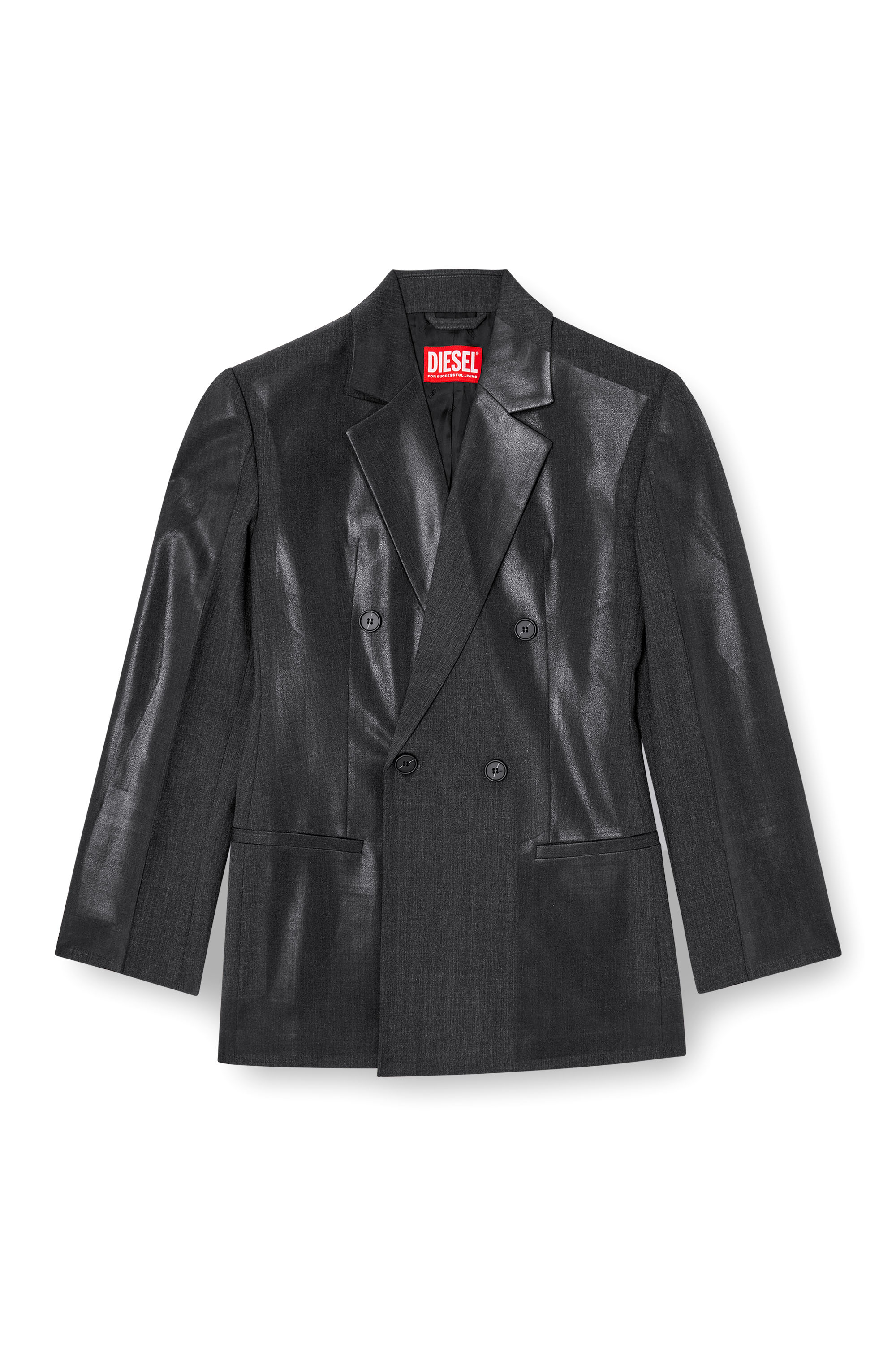 Diesel - G-ALLANT, Blazer croisé avec devant enduit Femme in Noir - 3