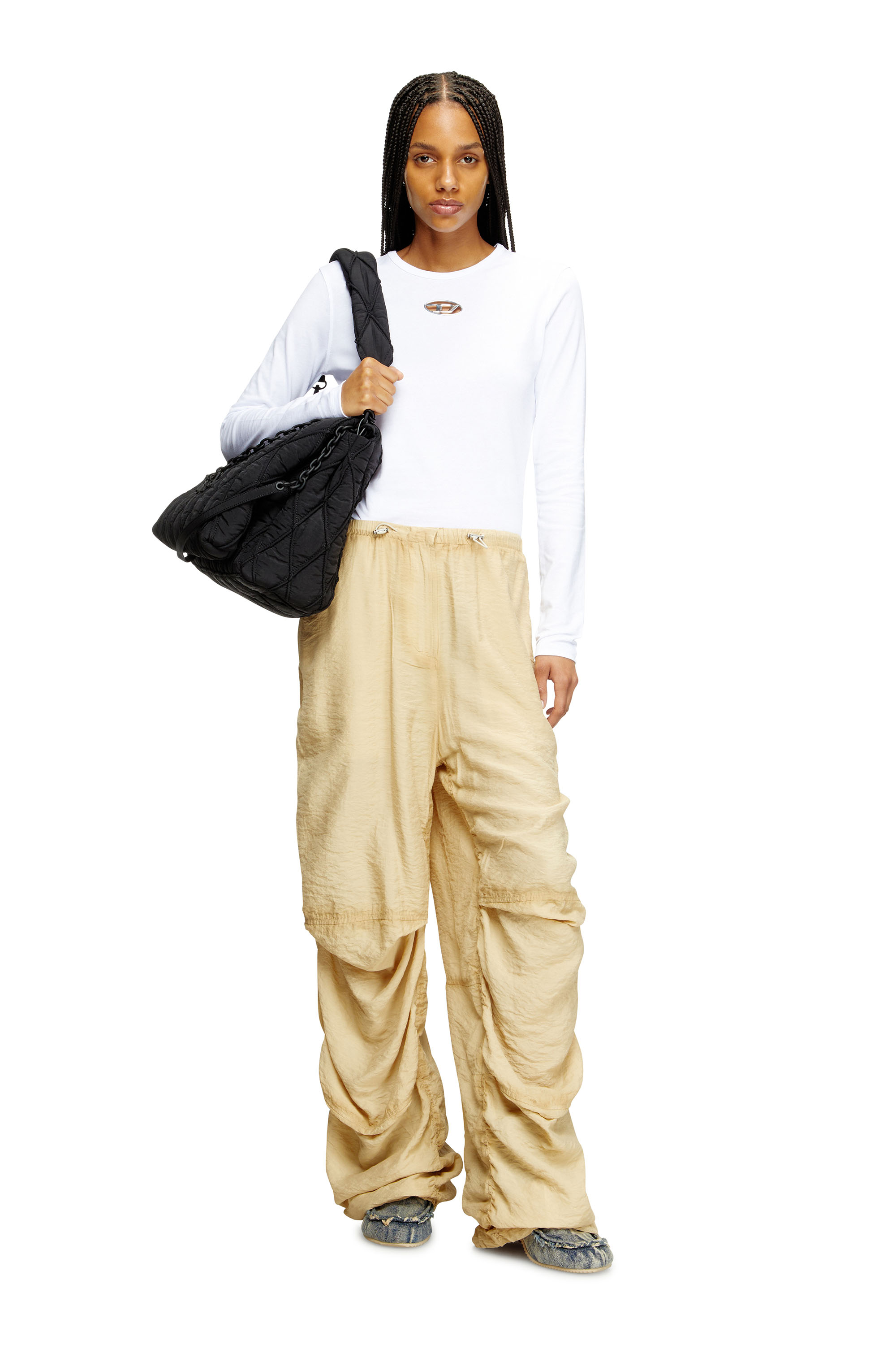 T-UNCUTIE-LONG-LS-OD, Blanc Diesel - T-UNCUTIE-LONG-LS-OD, Haut à manches longues avec cut-out Oval D Femme in Blanc - 1