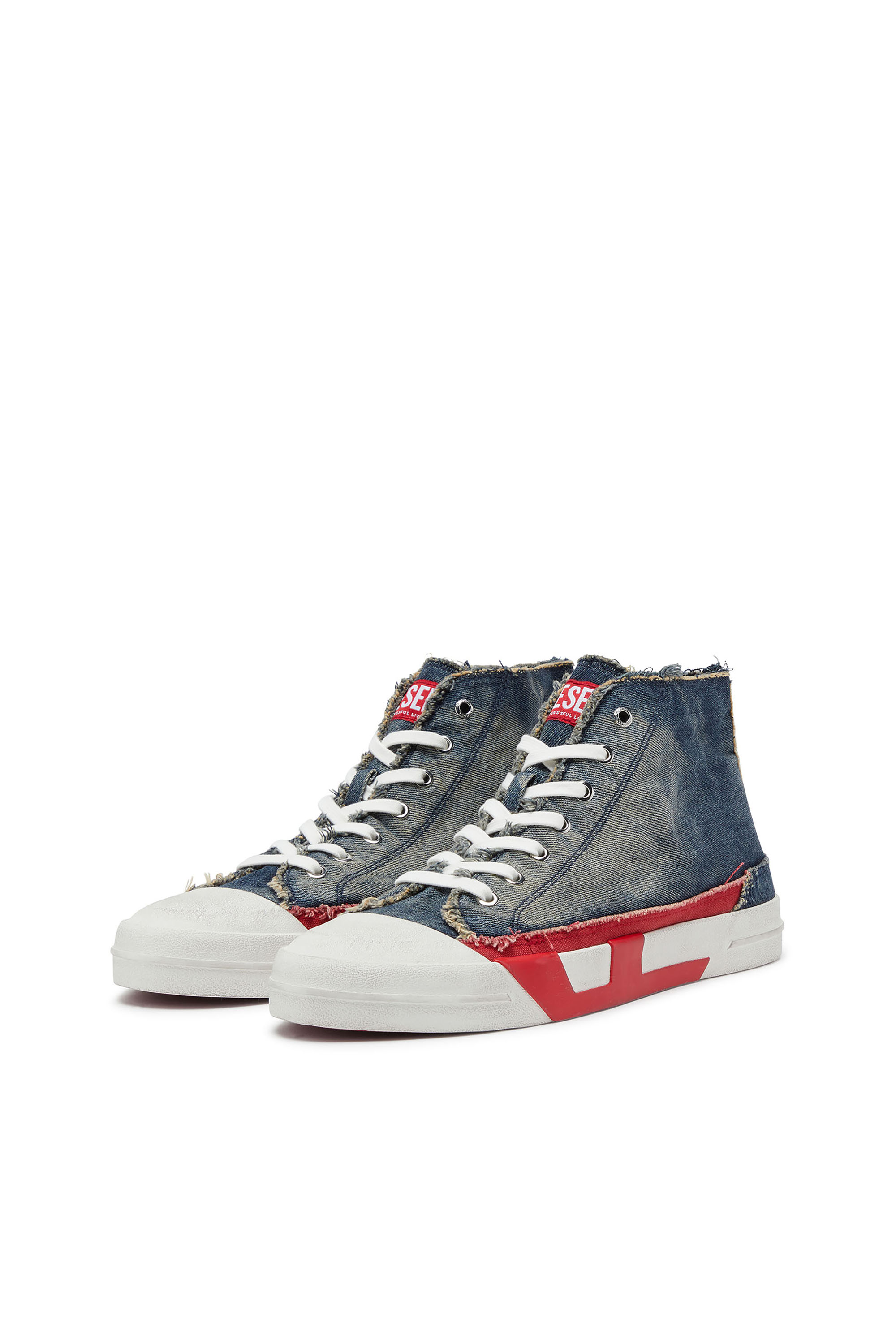 Diesel - S-D-VERSE MID II, D-Verse-Baskets montantes en denim avec logo D Homme in Bleu - 7