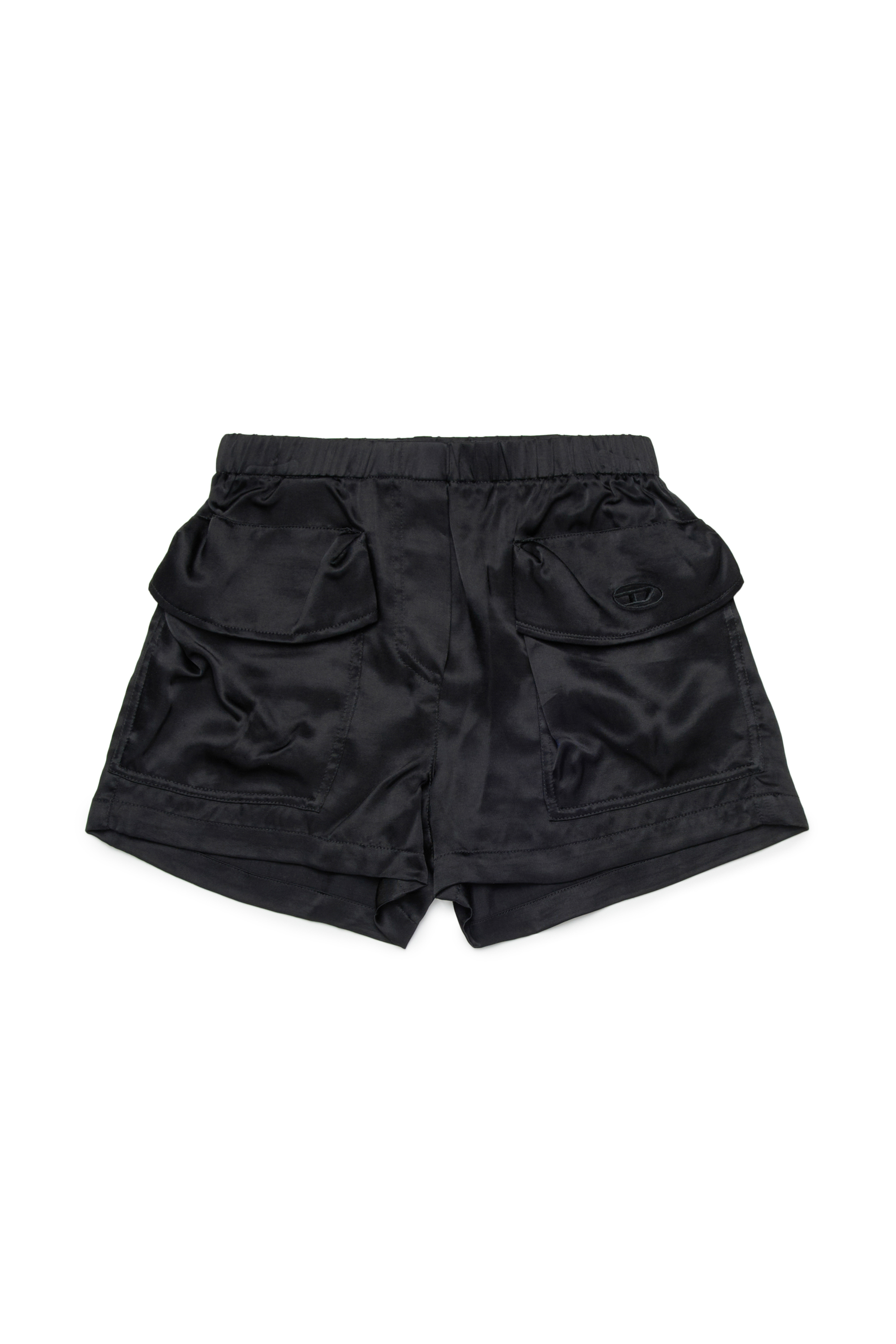 Diesel - PSAFFY, Shorts en satin avec poches plaqu&eacute;es Femme in Noir - 1