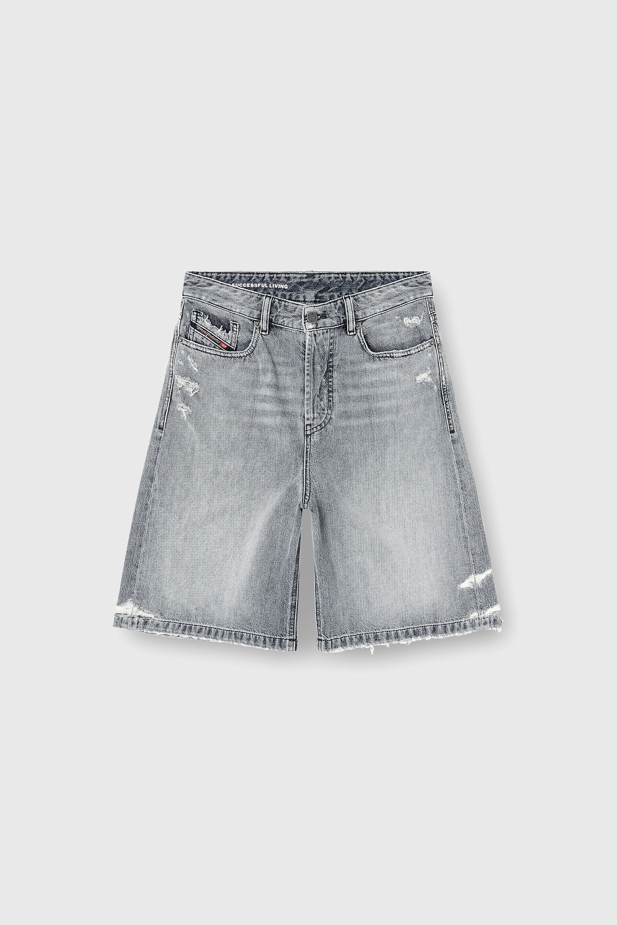 Diesel - DE-SIRE-SHORT, Short en denim &agrave; ourlets effiloch&eacute;s Femme in Gris - 2