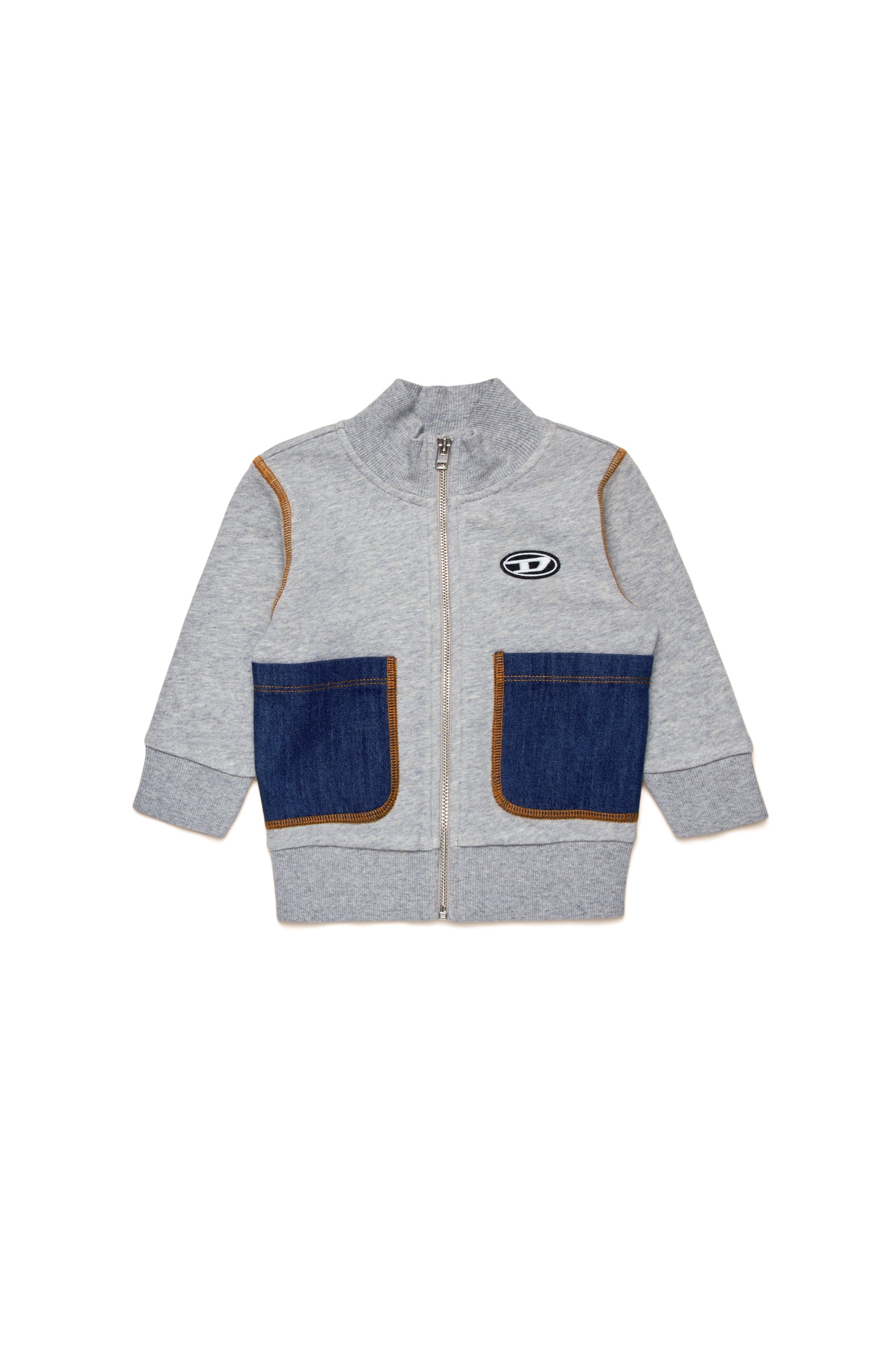 Diesel - SPOKKYB, Sweat-shirt zippé avec poches en denim Homme in Polychrome - 1