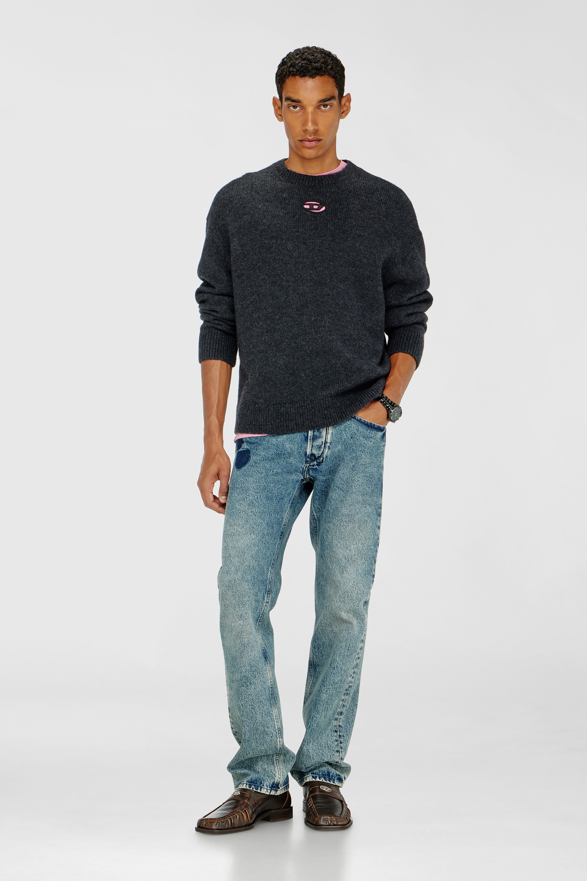 Diesel - K-AREESO, Pull en m&eacute;lange de laine et alpaga Homme in Noir - 2