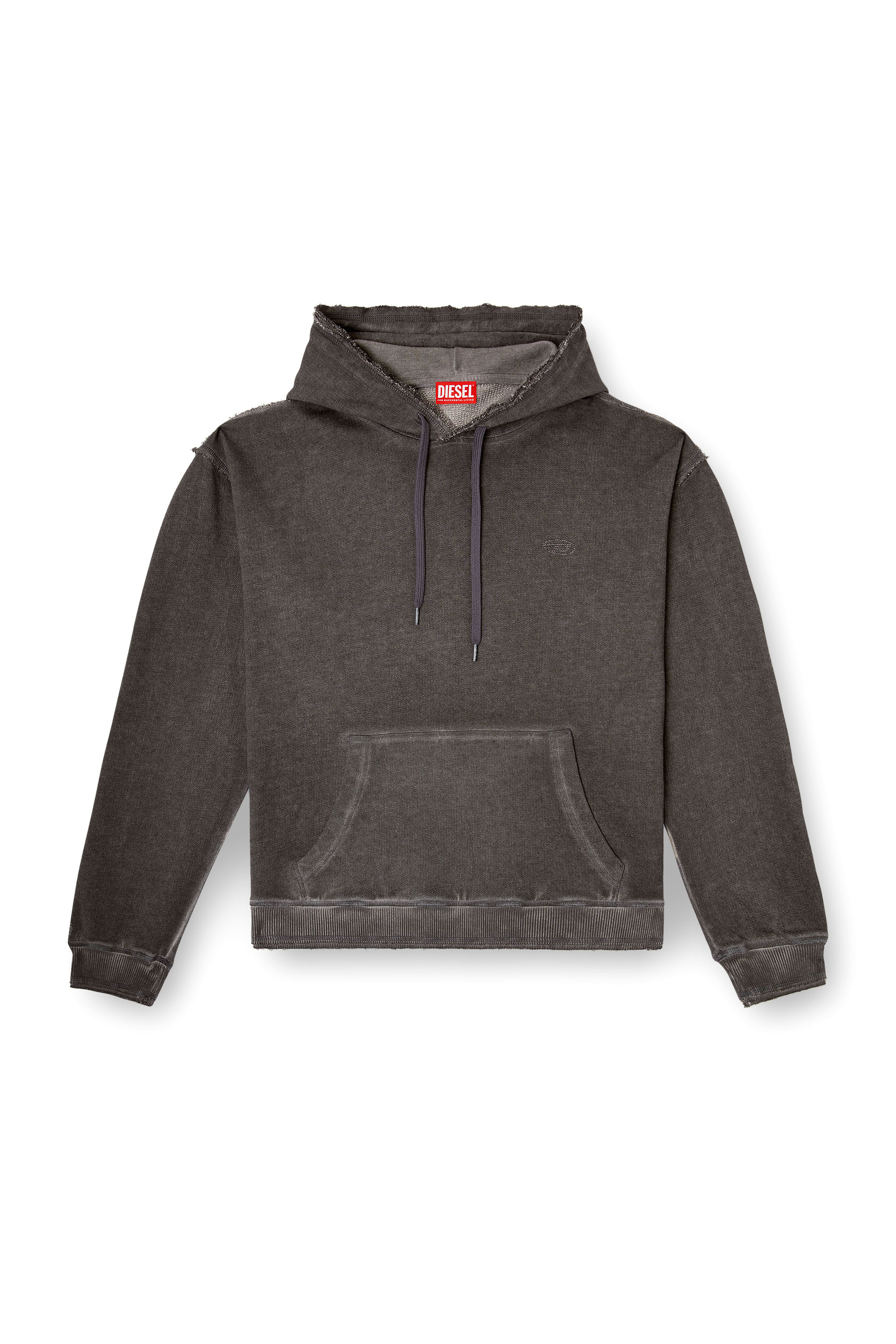Diesel - S-QUINN-HOOD, Sweat &agrave; capuche avec imprim&eacute; et clous Homme in Gris - 3