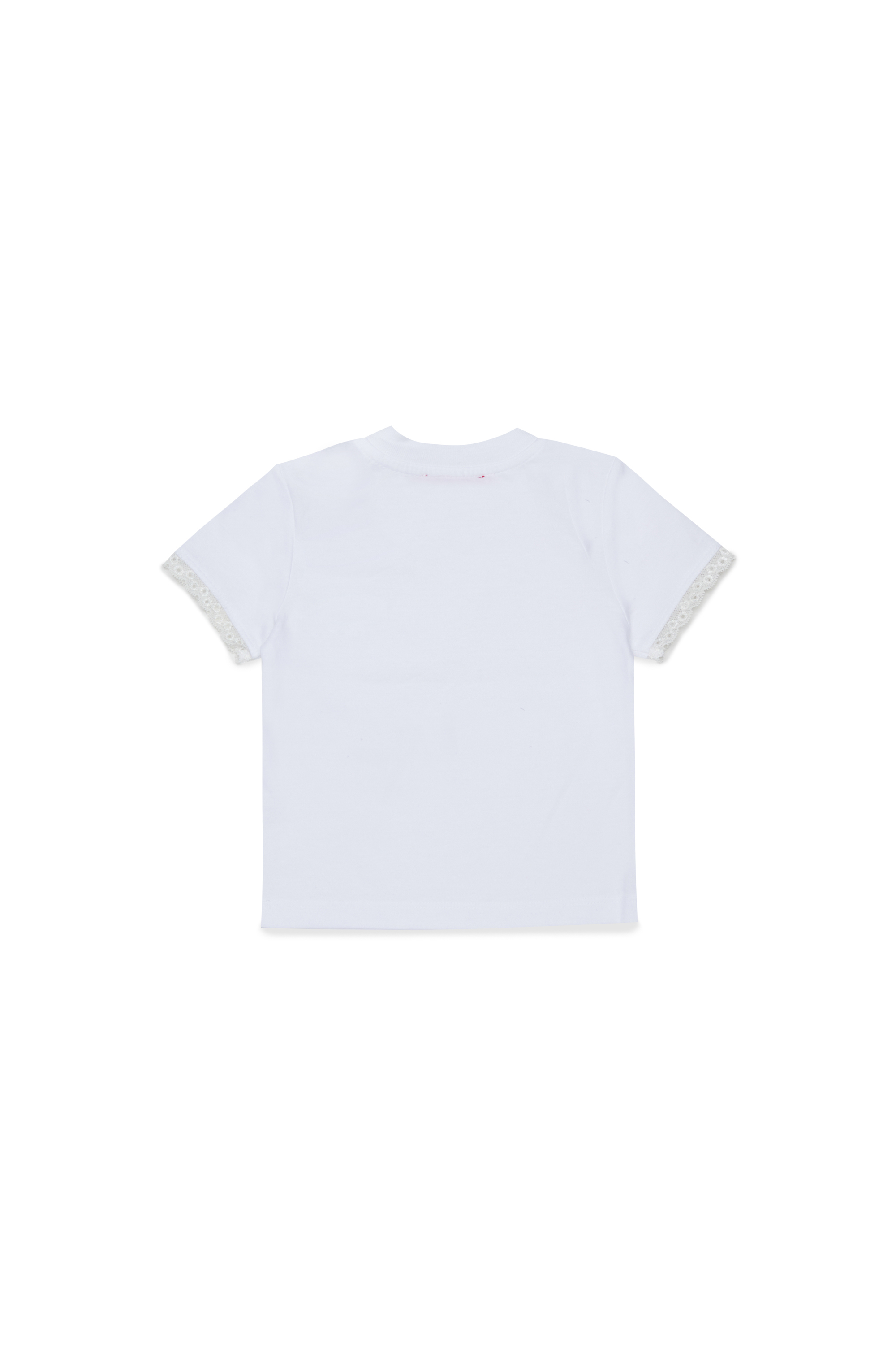 Diesel - TROSEZB, T-shirt orn&eacute;e de dentelle avec imprim&eacute; rose Femme in Blanc - 2