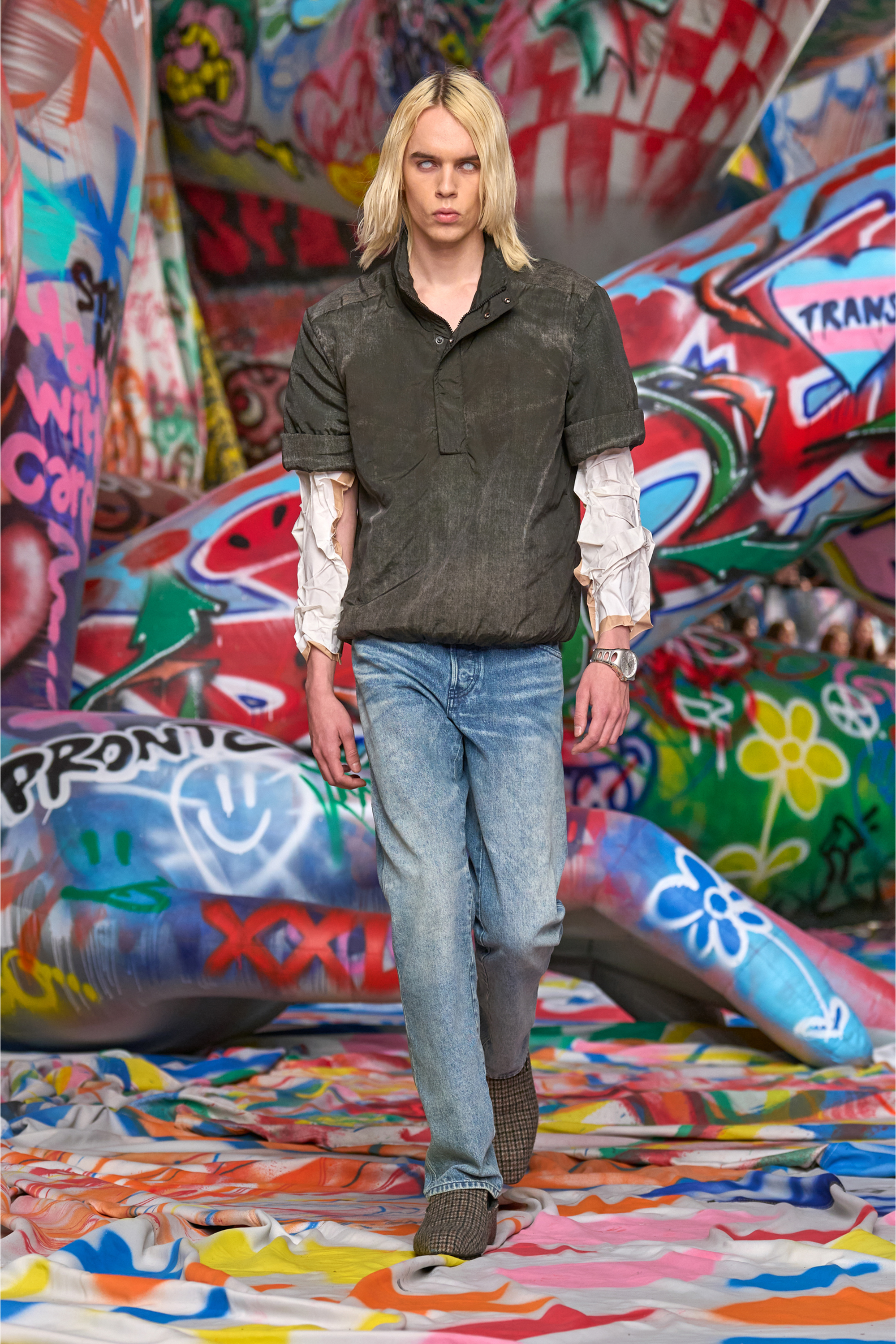 Diesel - J-VALOIS, Veste à manches courtes en nylon effet denim Homme in Noir - 3