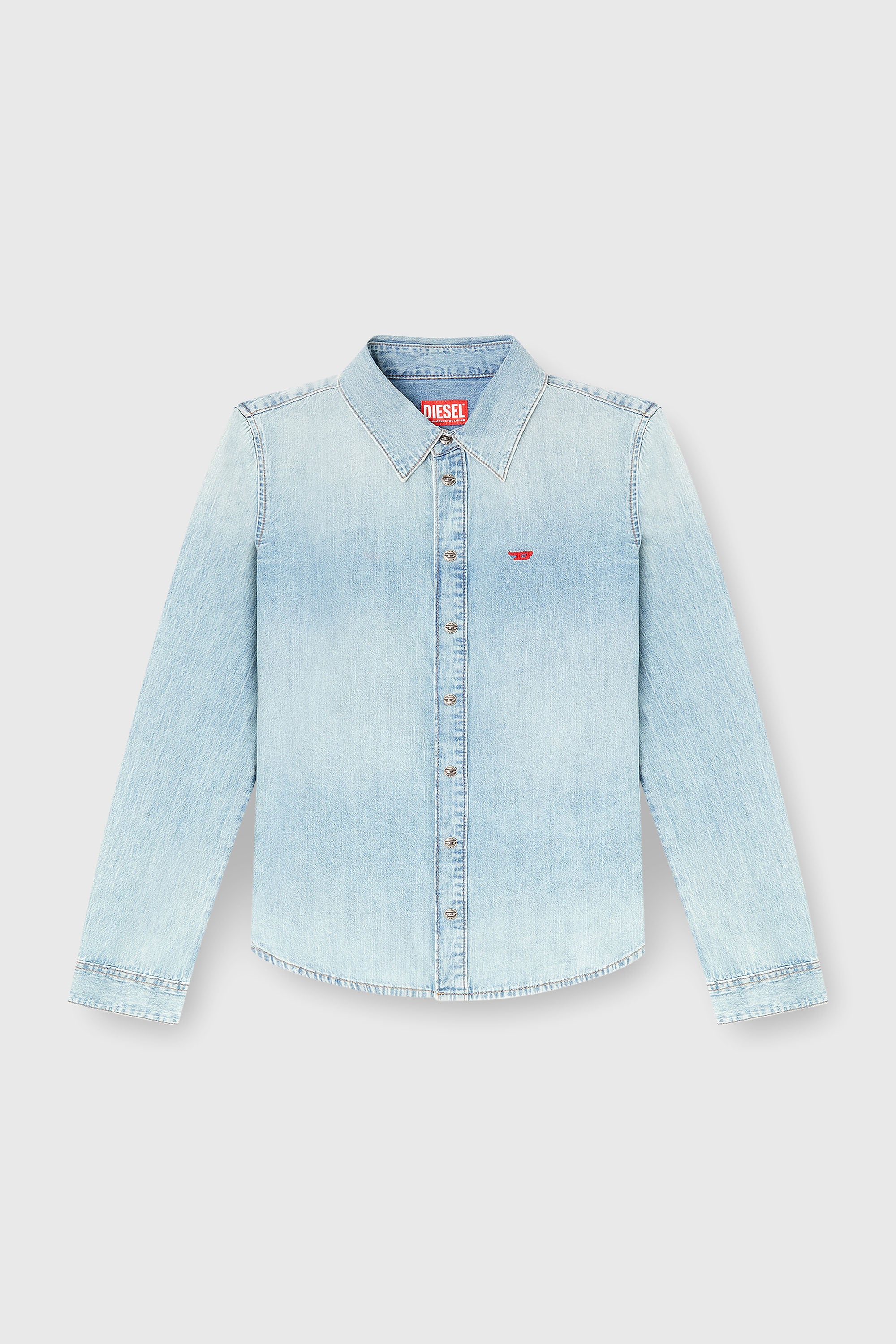 Diesel - DE-EAZY, Chemise en denim avec logo brod&eacute; Femme in Bleu - 1