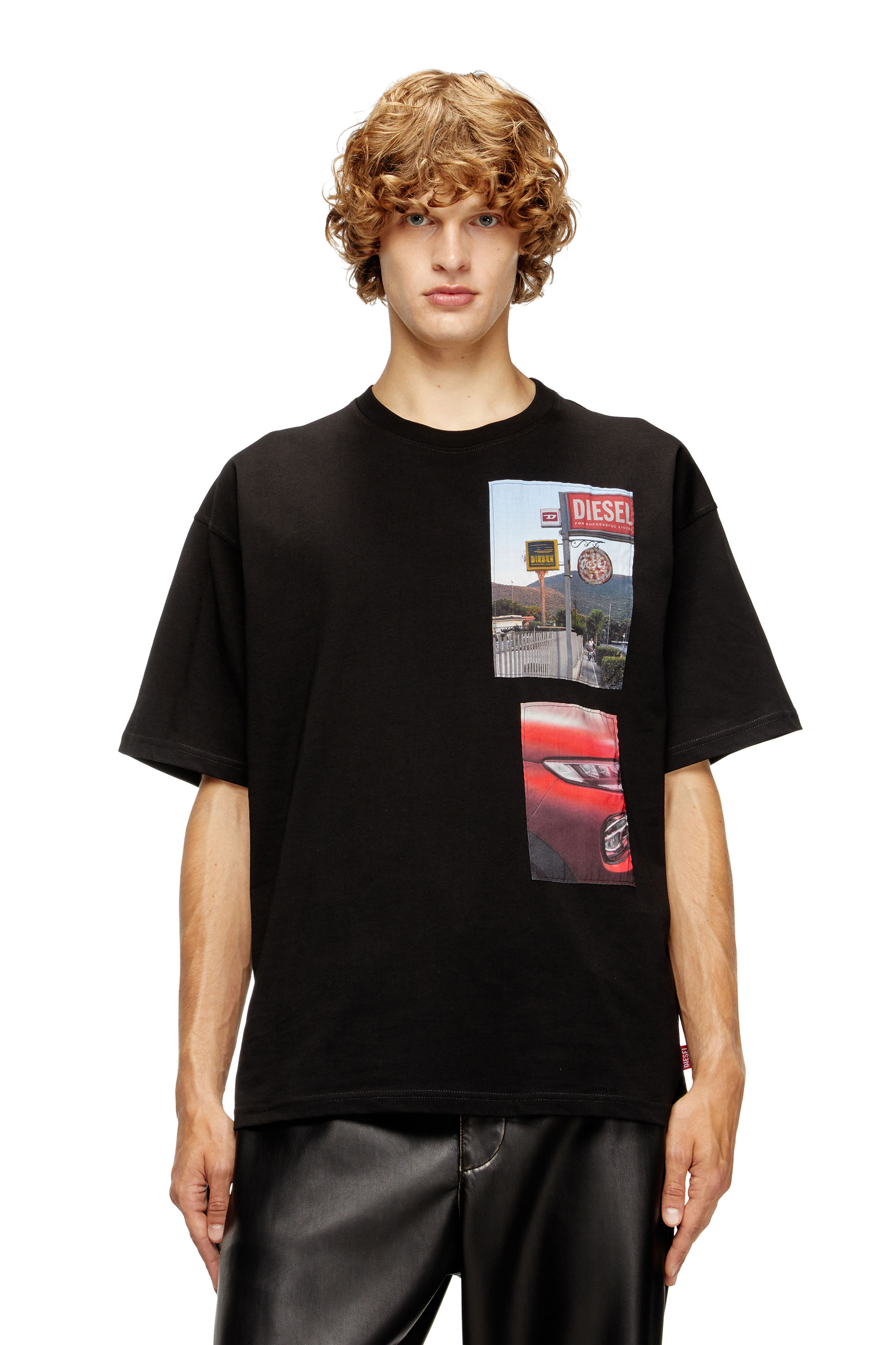 Diesel - T-BOXT-T3, T-shirt avec empiècements photo de logo Homme in Noir - 1