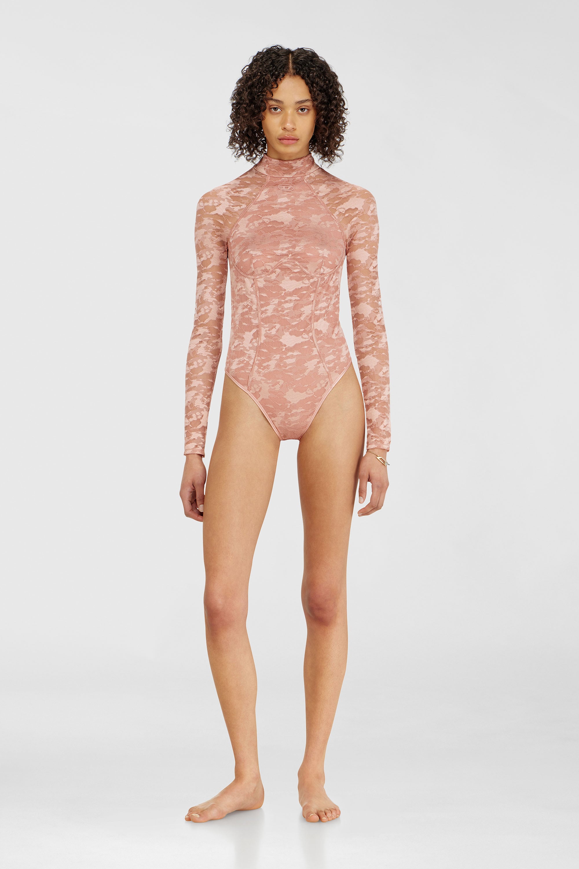 Diesel - VIVIAN-UTLT, Body en dentelle nylon avec dos ouvert Femme in Rose - 2