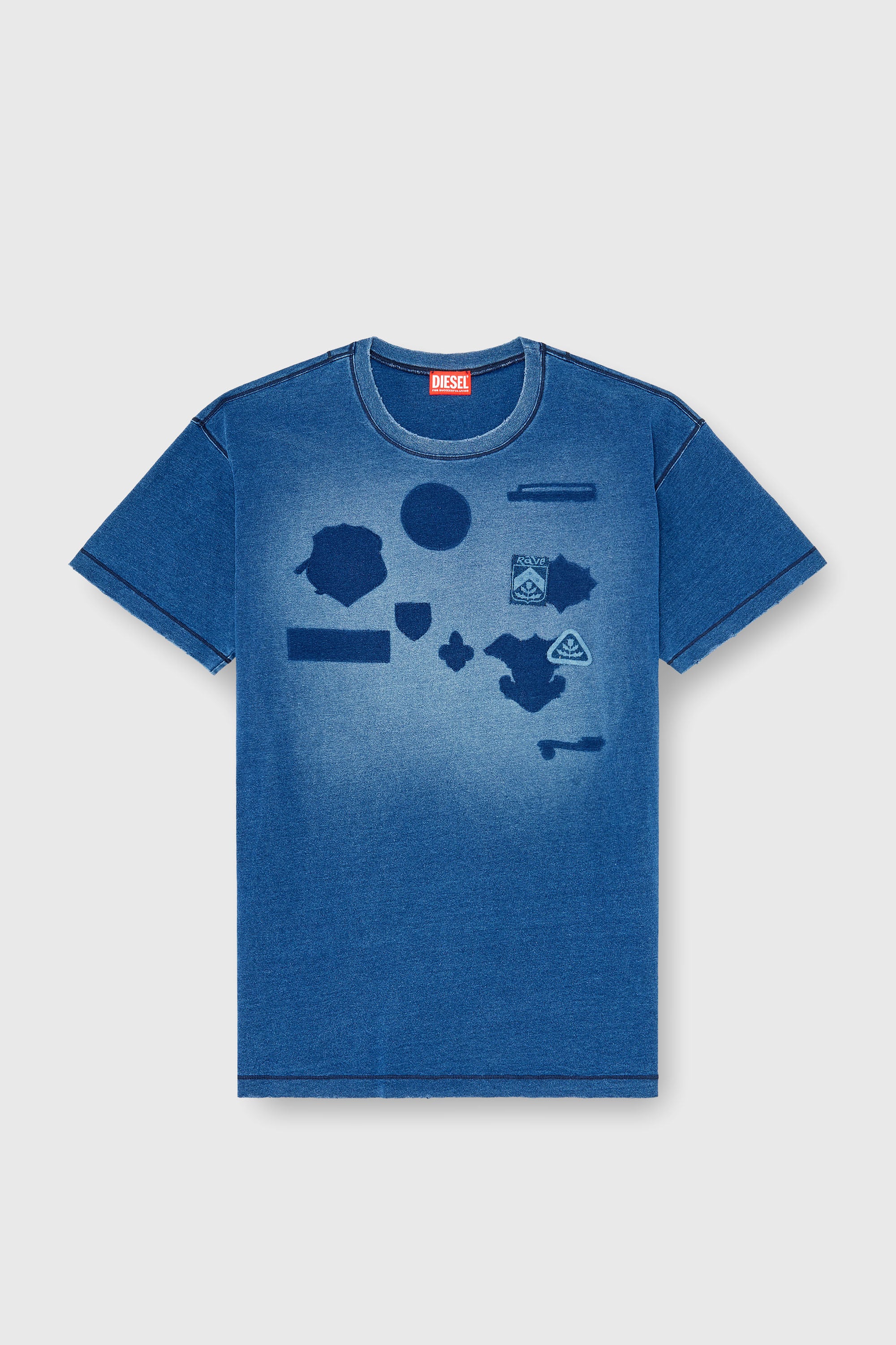 Diesel - T-NOX, T-shirt avec patchs effet ombre Homme in Bleu - 2