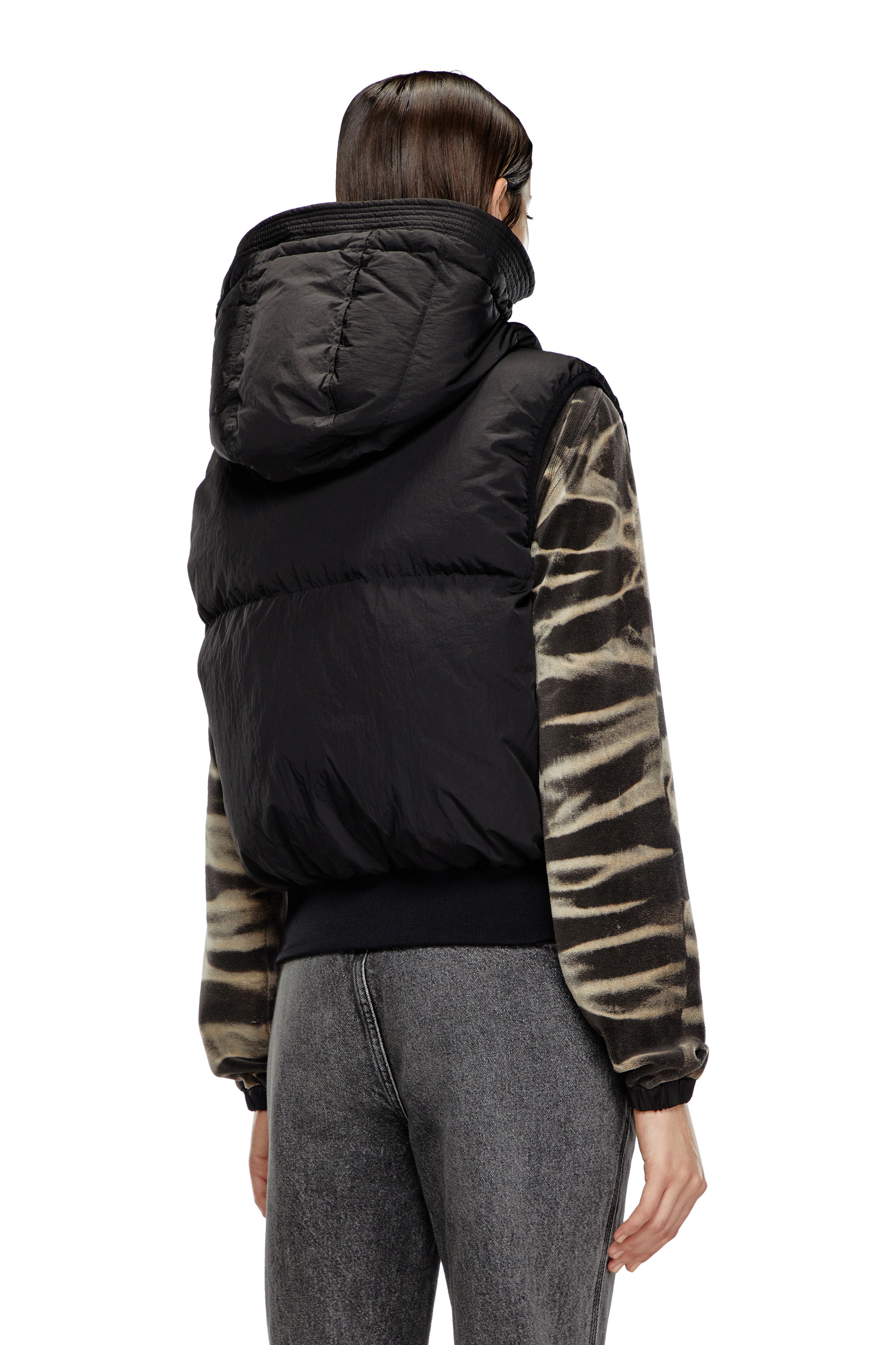W-PEYT-SSL-NEW-P1, Noir Diesel - W-PEYT-SSL-NEW-P1, Gilet sans manches à capuche en nylon froissé Femme in Noir - 4