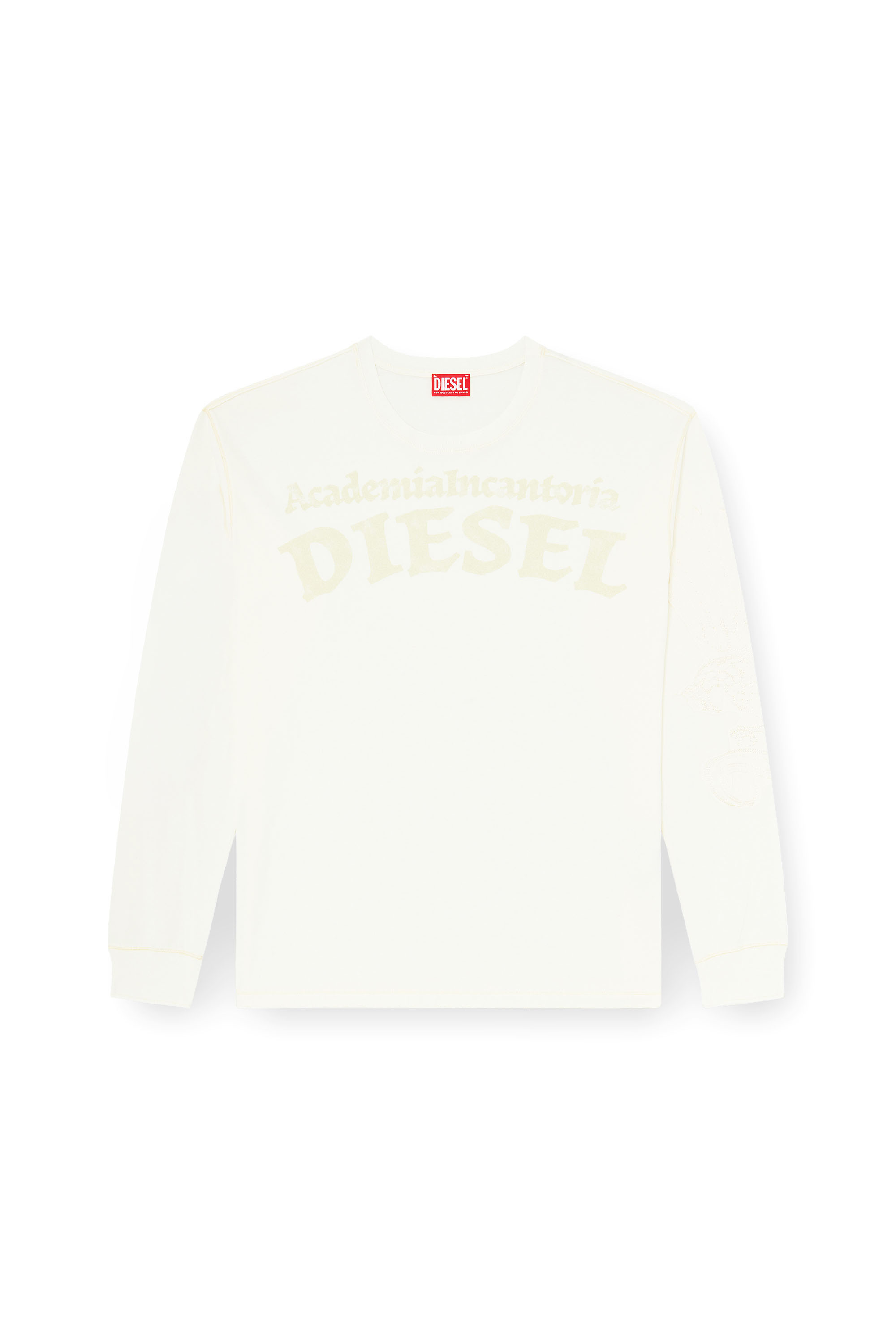 Diesel - T-NORM-LS-AA3, T-shirt manches longues avec imprim&eacute;s et patchs Homme in Blanc - 3