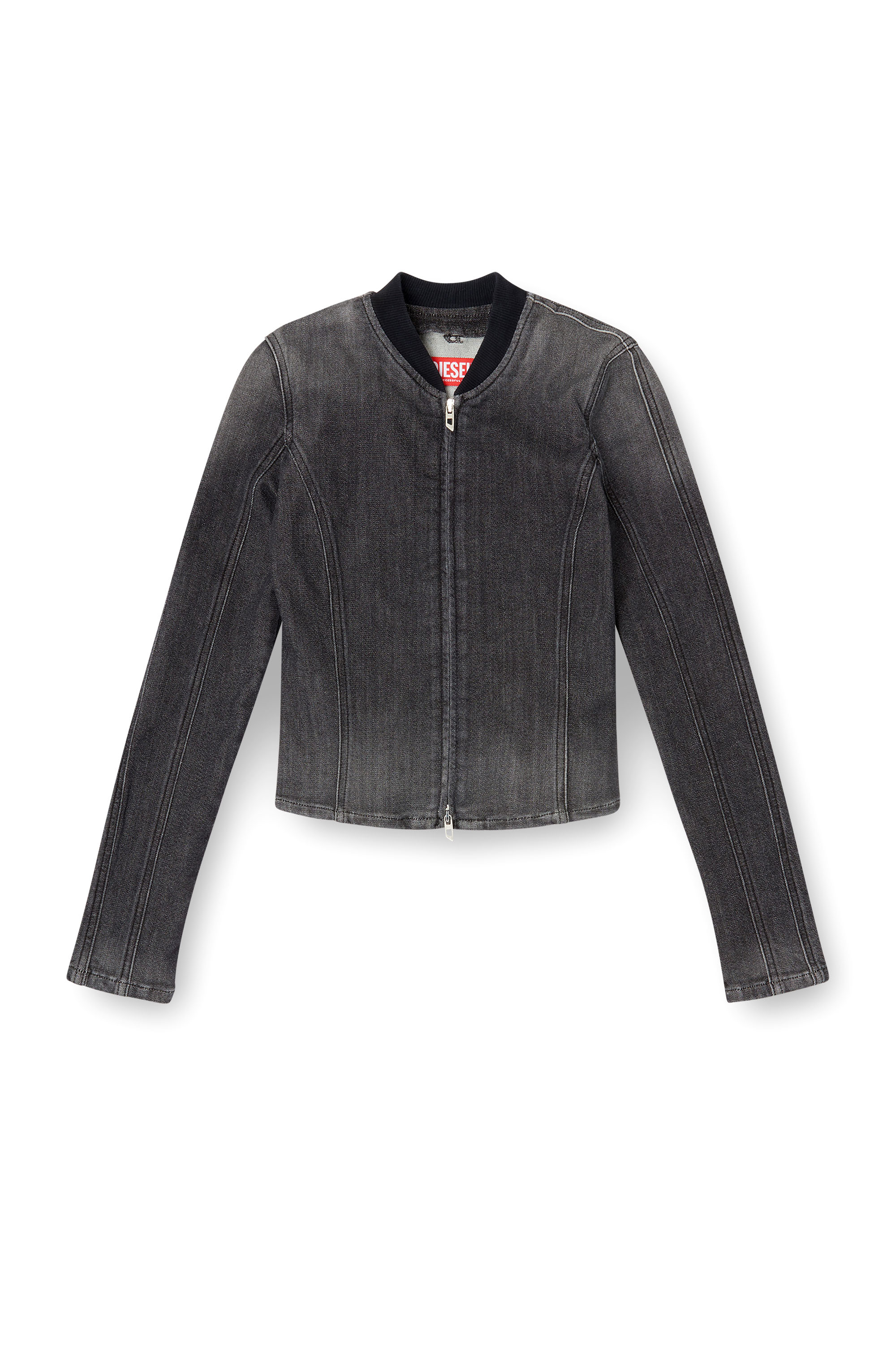 Diesel - DE-GARY-D JOGG, Veste cropped en denim monochrome Femme in Noir - 3