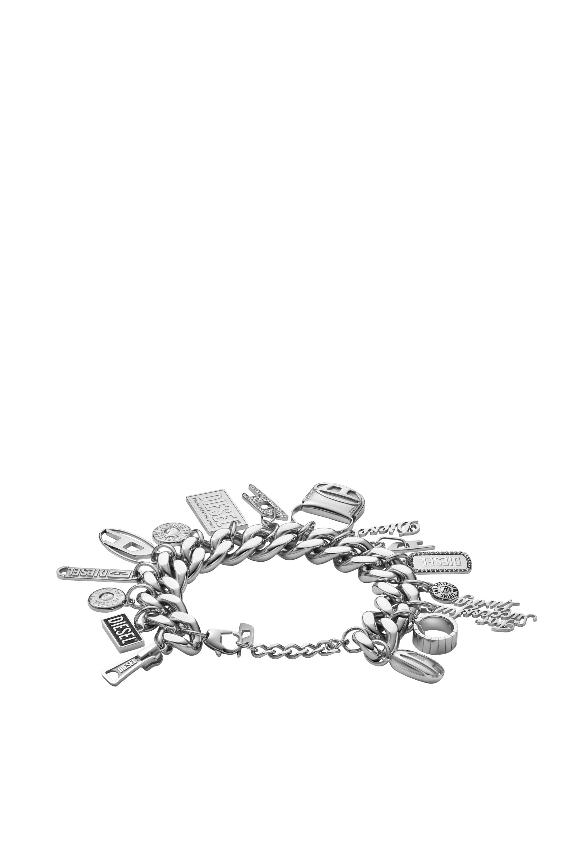 Diesel - DX1523 JEWEL, Bracelet chaîne à breloques en acier inoxydable Mixte in Gris argenté - 2