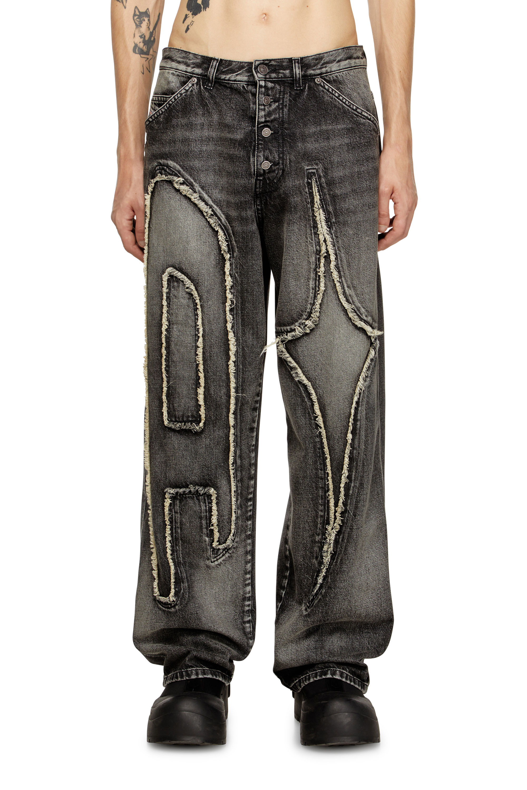 Diesel - Straight Jeans D-ThugClub 0BEBT Mixte, Noir/Gris foncé - Image 1