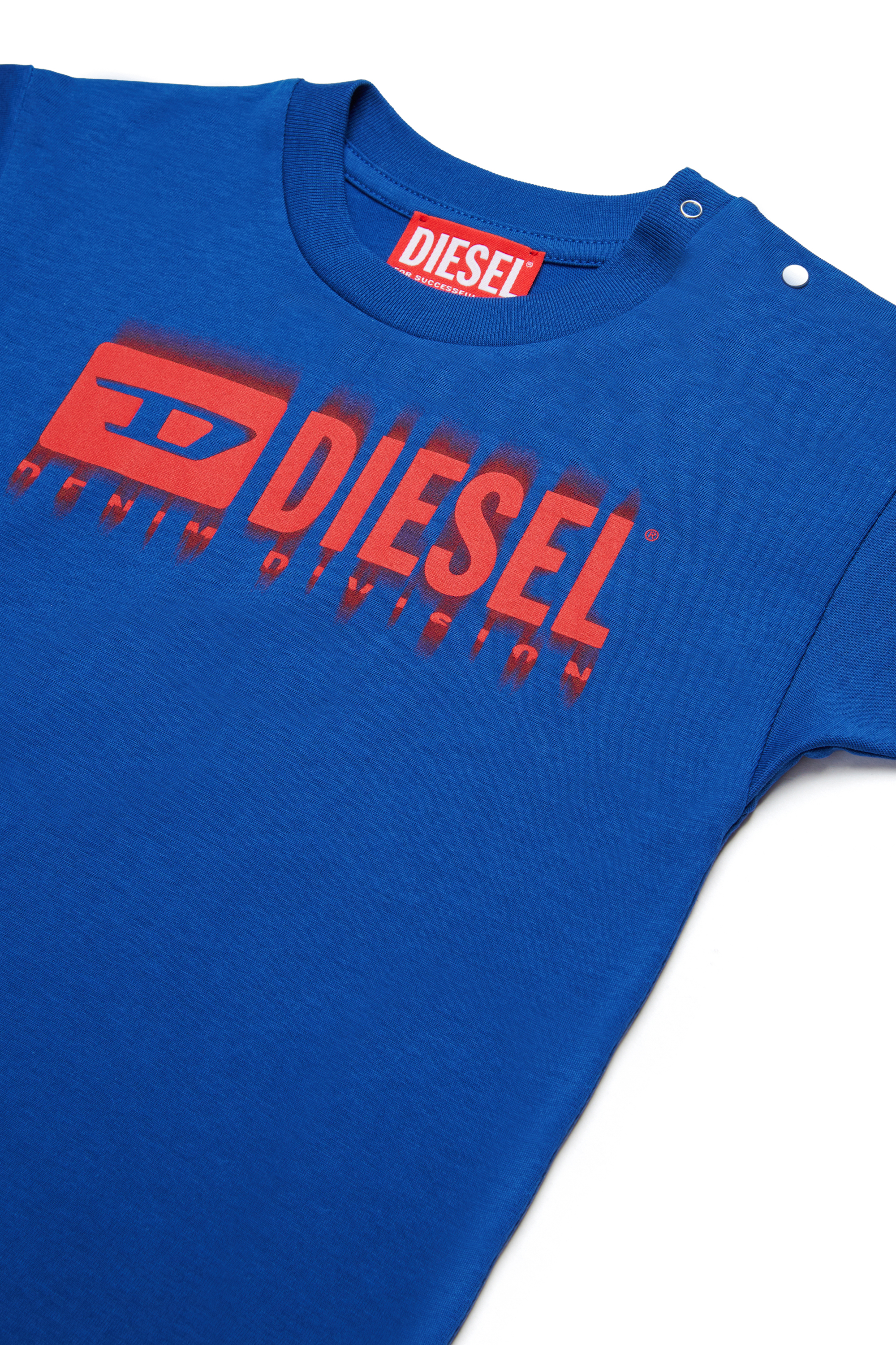 Diesel - TDIEGORL6MAB, T-shirt avec logo taché Mixte in Bleu - 3