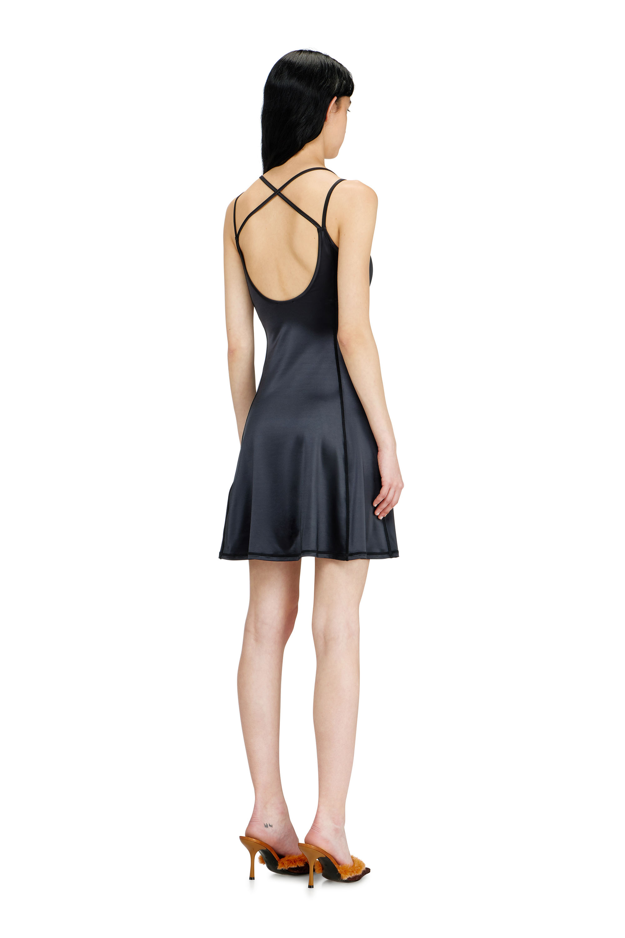 Diesel - D-IMMY, Robe fluide &agrave; fines bretelles doubles Femme in Noir - 4