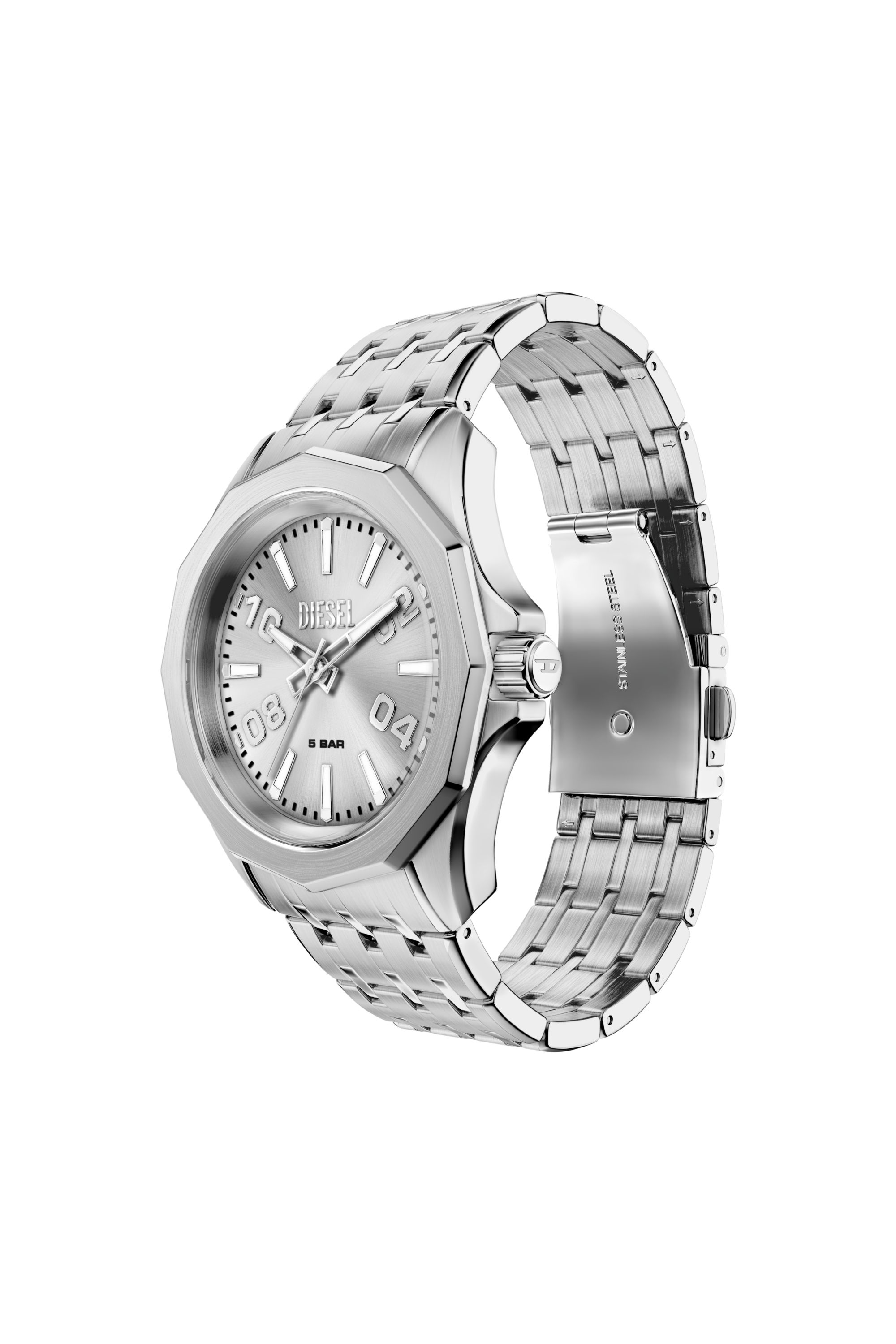 Diesel - DZ2236 WATCH, Montre Stinger en acier inoxydable Homme in Gris argent&eacute; - 4