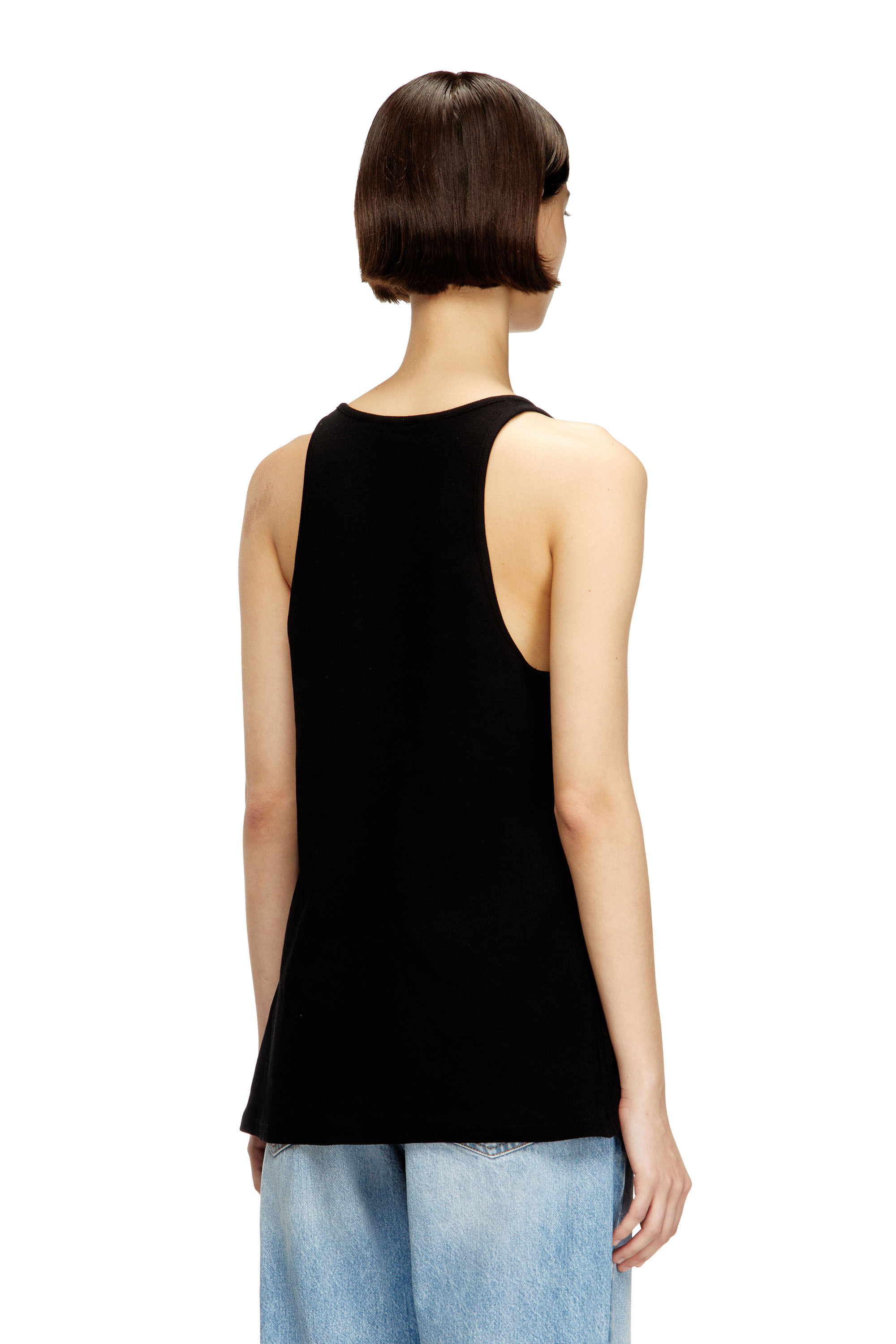 Diesel - T-IPSYA-LKDS, Débardeur côtelé avec Oval D Femme in Noir - 4