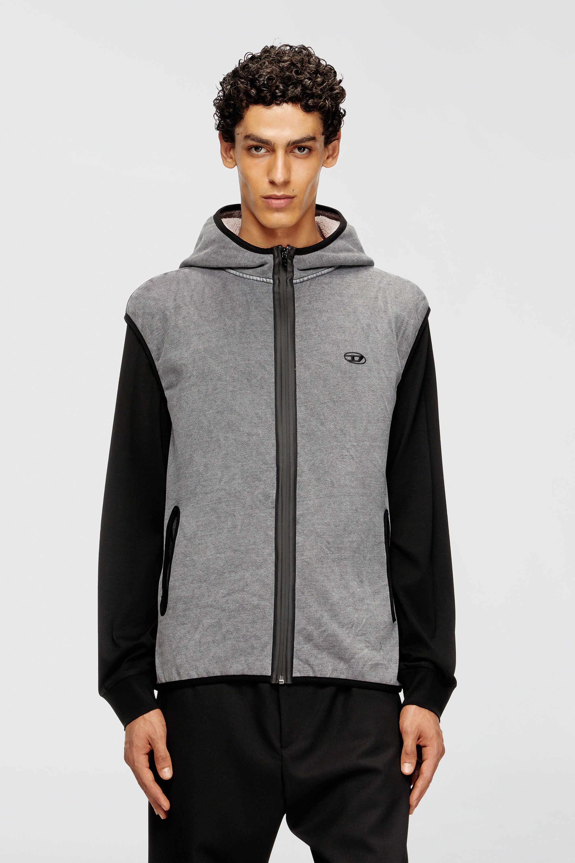 Diesel - S-HAKY-NEW, Gilet &agrave; capuche avec zip Homme in Gris - 1