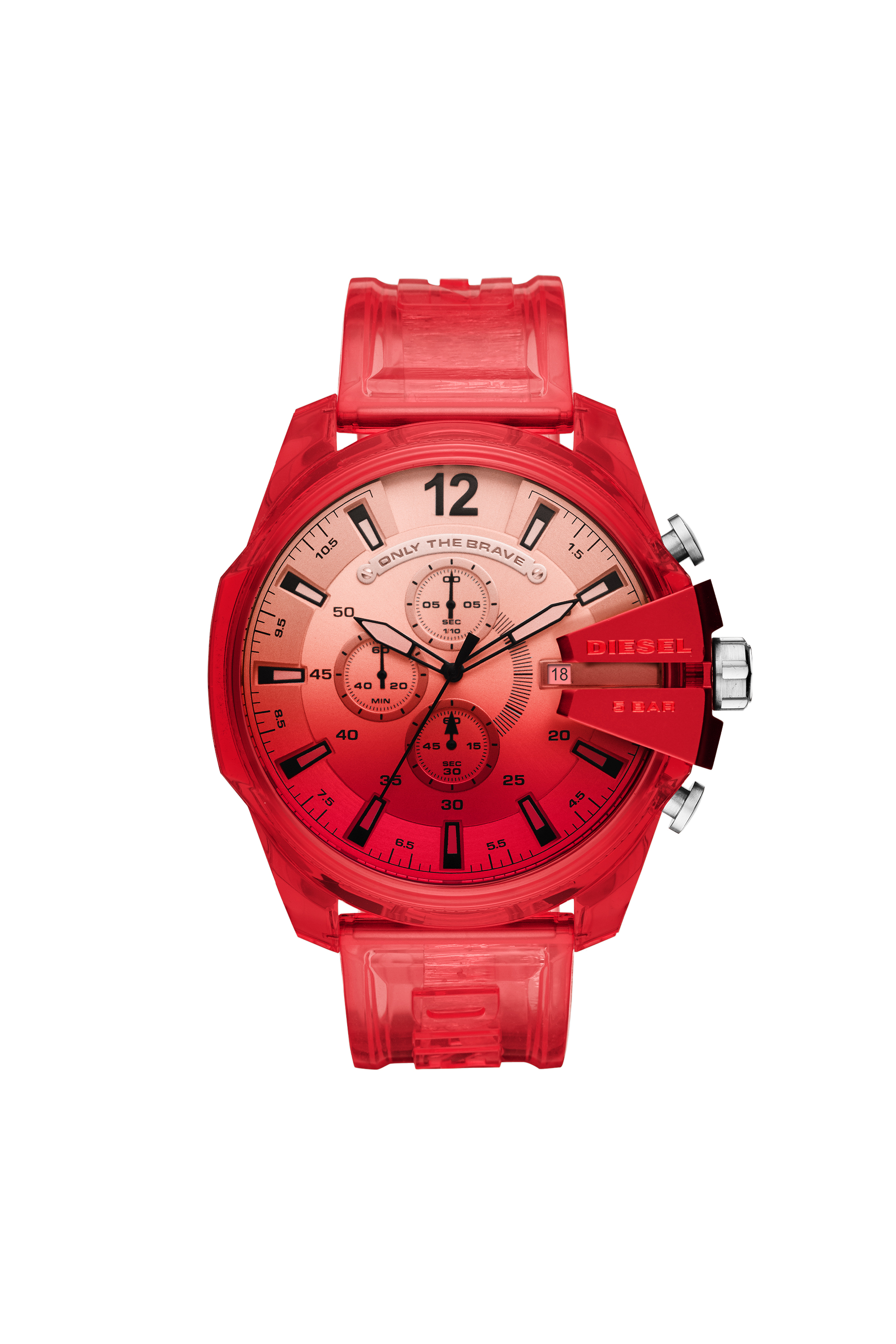 Diesel - DZ4534, Montre Mega Chief chronographe en polyuréthane rouge Homme in Rouge - 1