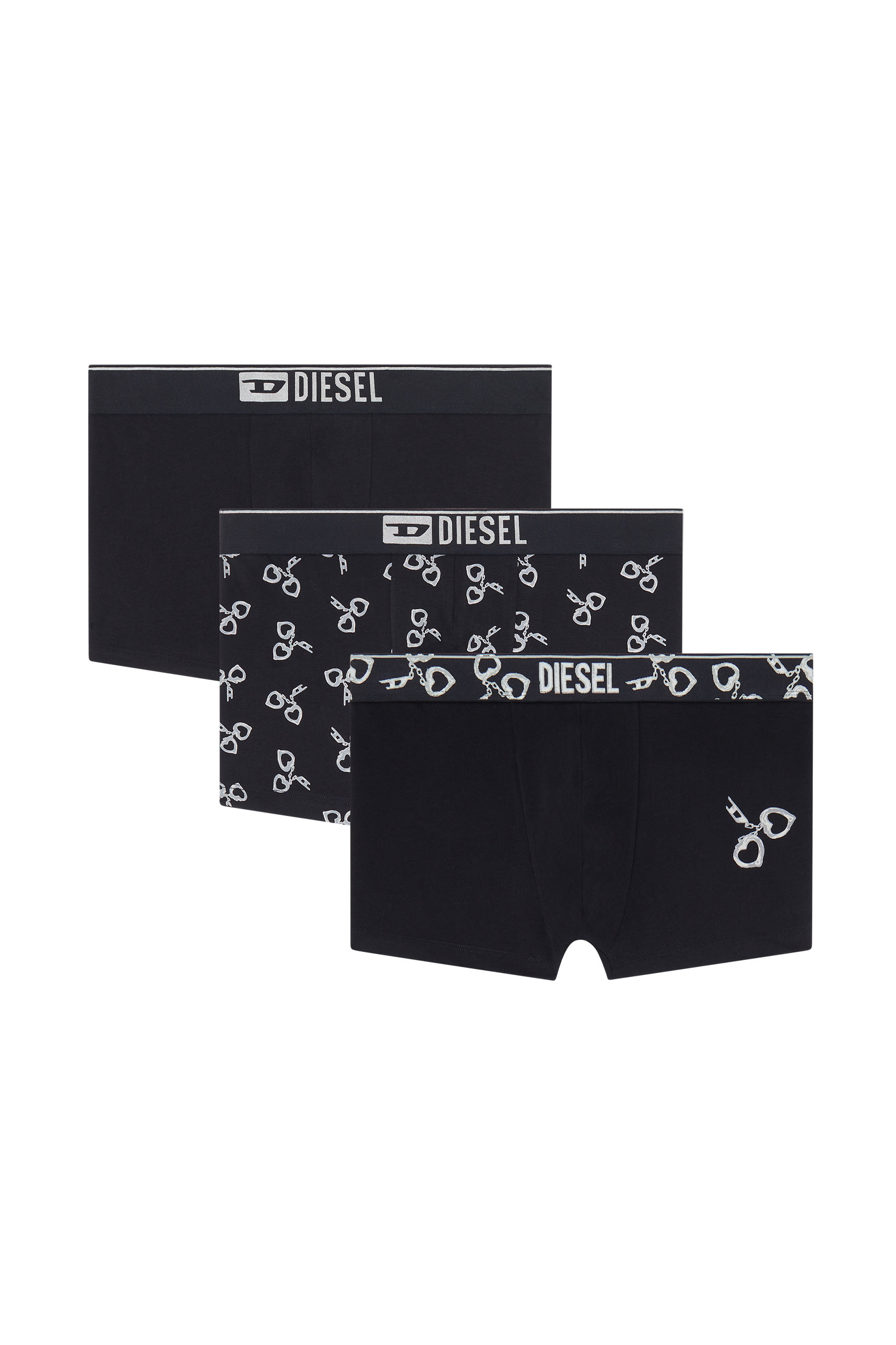 Diesel - DAMIEN-GFT-3PACK, Lot de trois boxers avec motif menottes Homme in Noir - 1