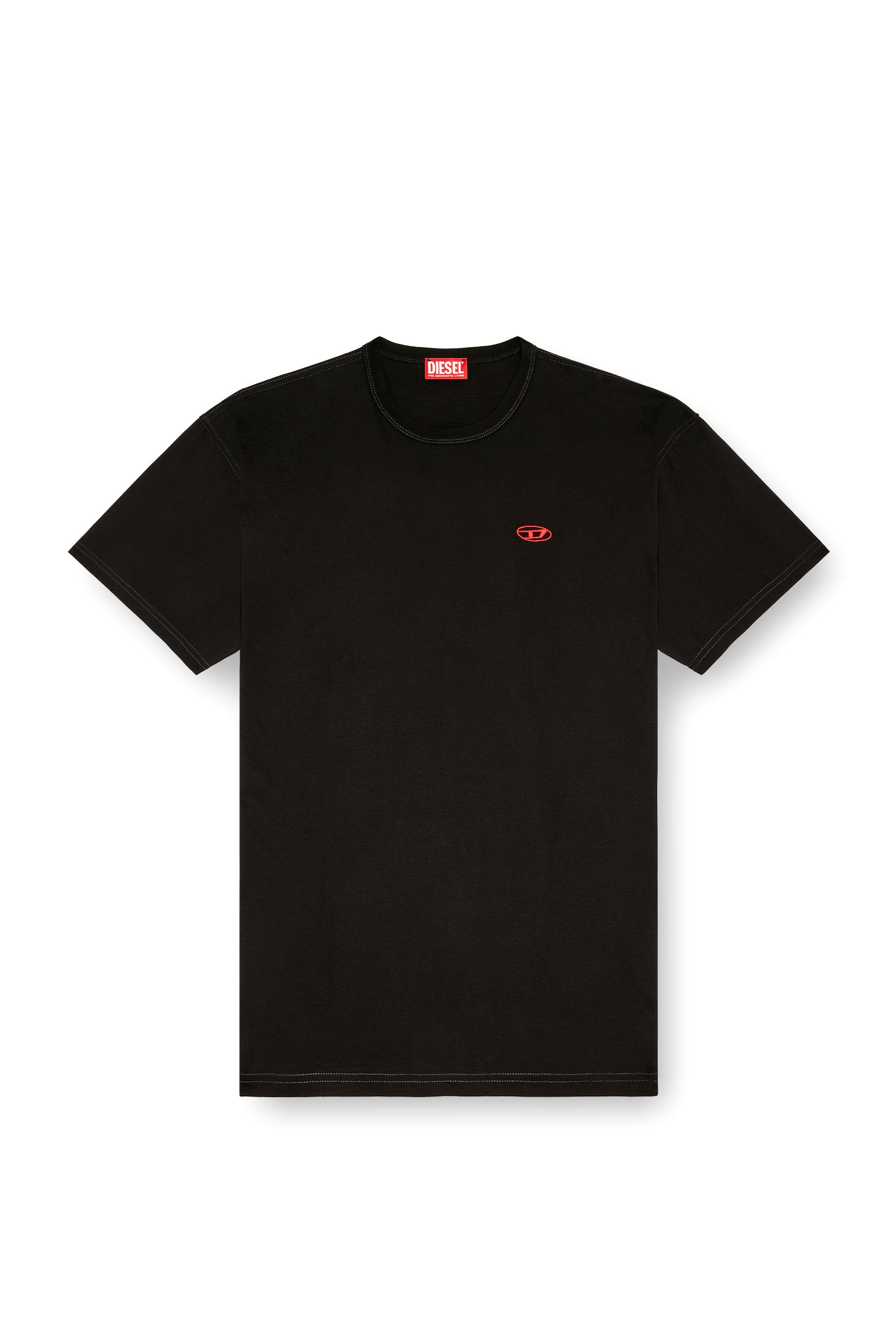 Diesel - T-BOXT-K18, Homme T-shirt avec imprimé Oval D et broderie in Noir - Image 3