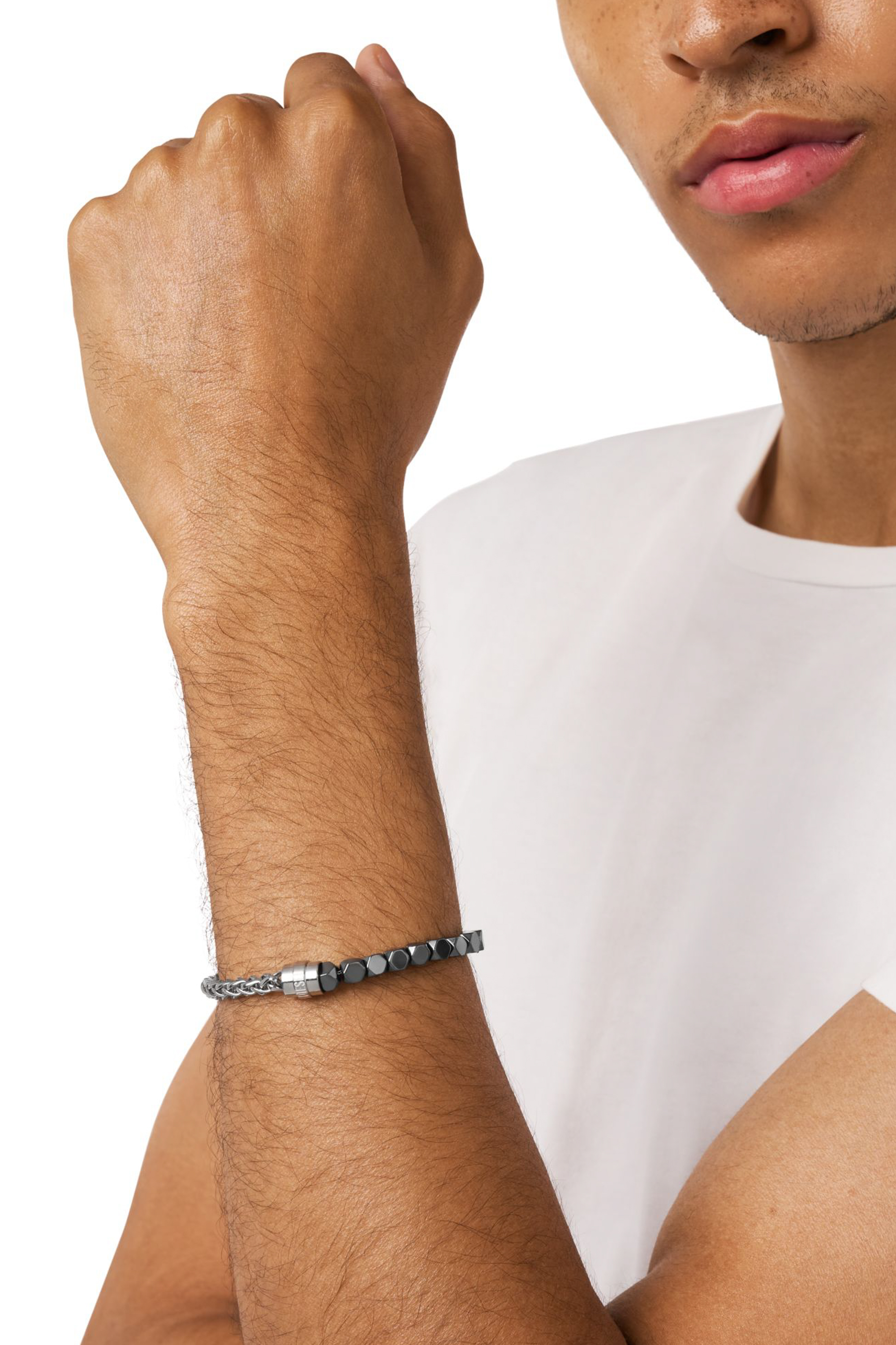 Diesel - DX1647931 JEWELLERY, Bracelet en acier inoxydable et hématite avec perles Mixte in Gris argenté - 3