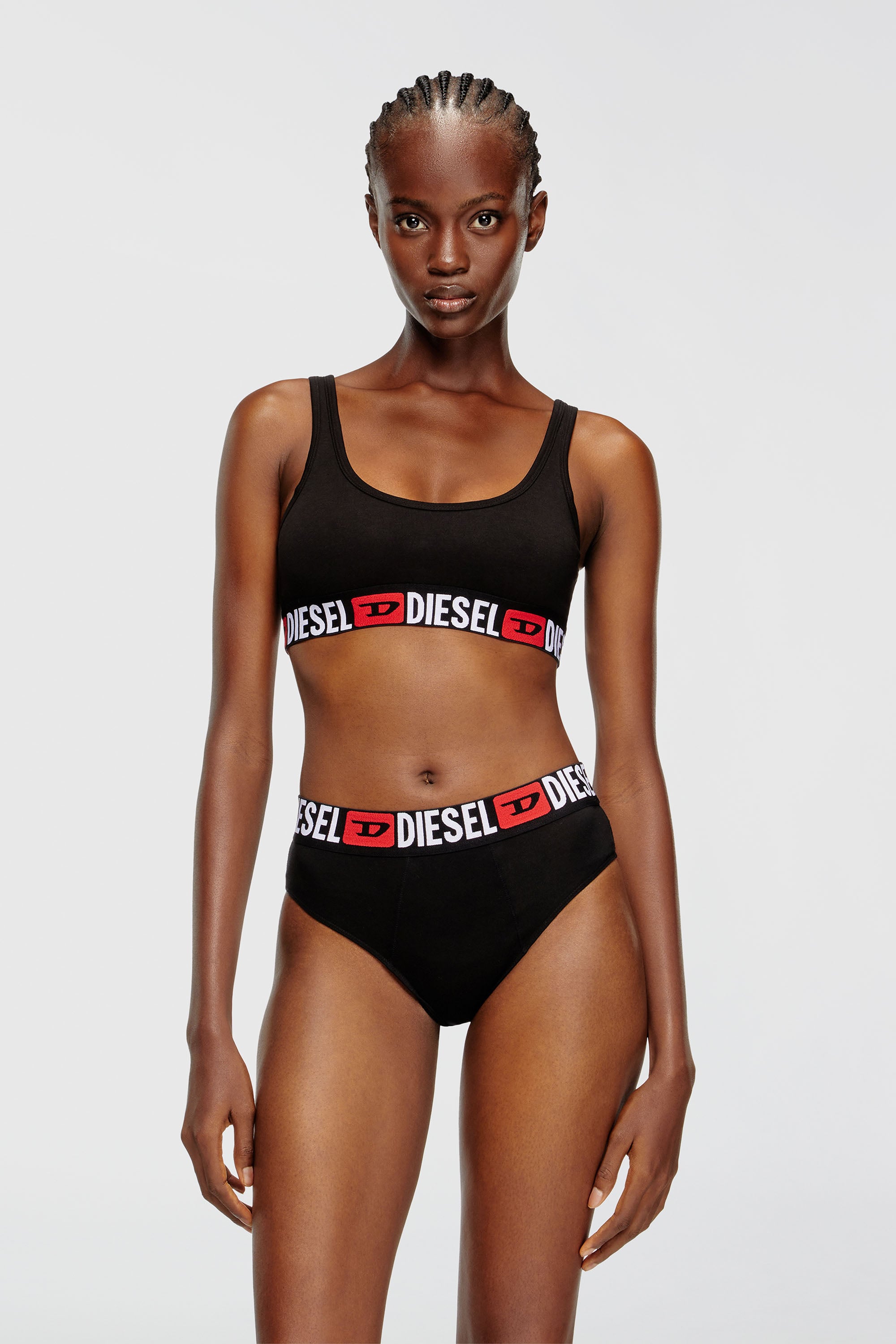 Diesel - UFSB-ORIBA, Bralette avec bande logo Femme in Noir - 1