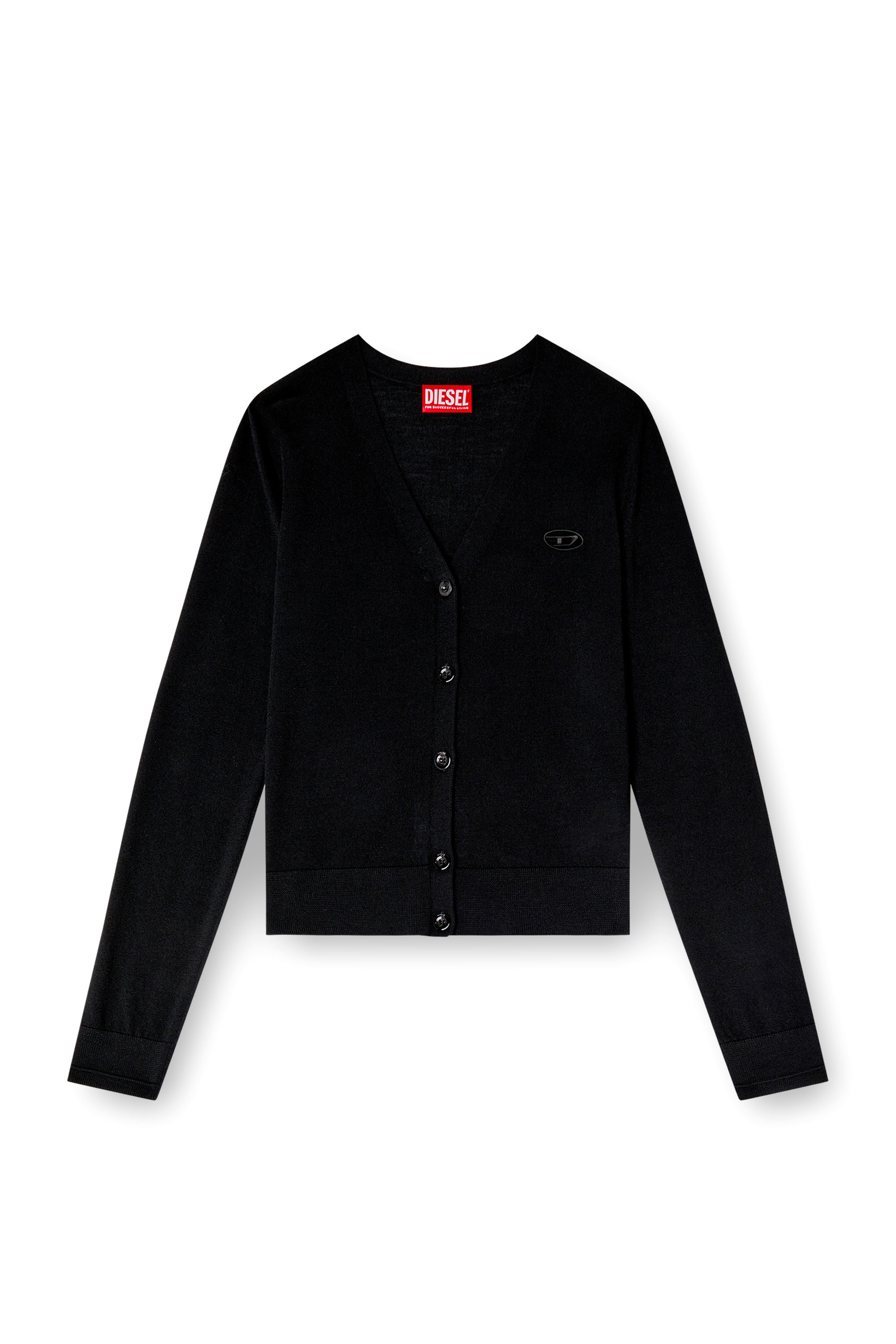 Diesel - M-ALIMA, Cardigan en laine avec logo cut-out Femme in Noir - 2
