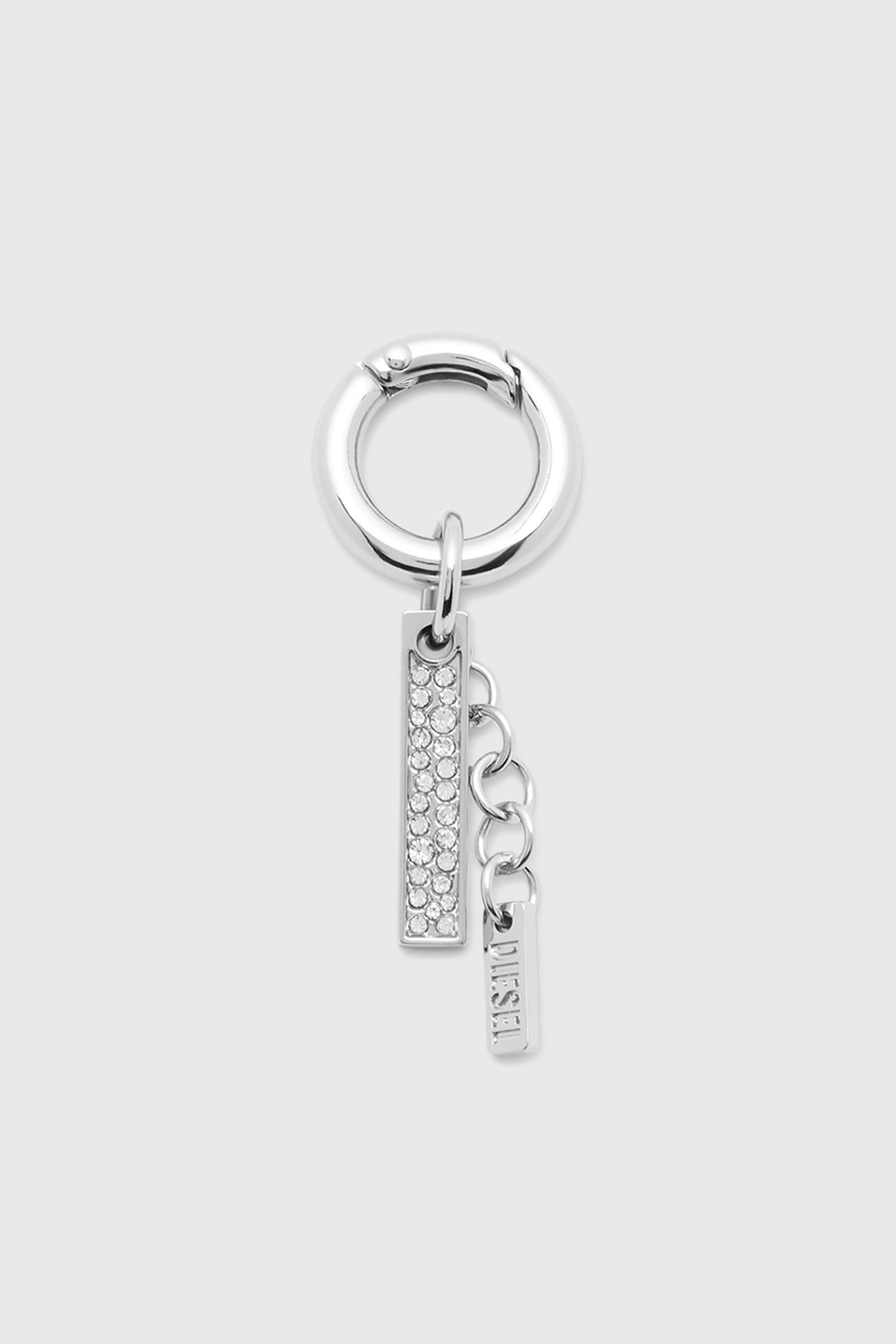 Diesel - CHARM-I, Charm en m&eacute;tal avec pendentif en strass Mixte in Gris argent&eacute; - 1