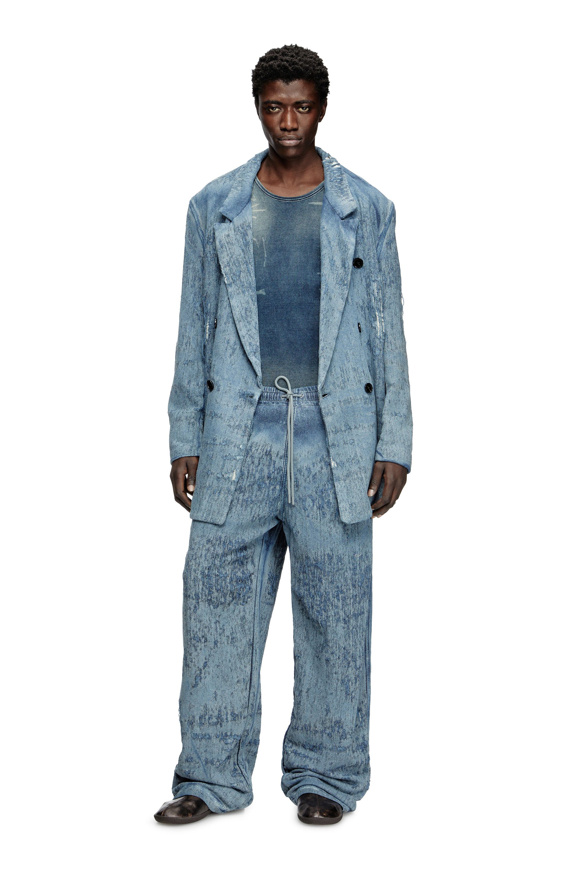 Diesel - D-PEKKA-FSG2, Blazer en denim jacquard ultra-destroyed Mixte in Bleu - 2