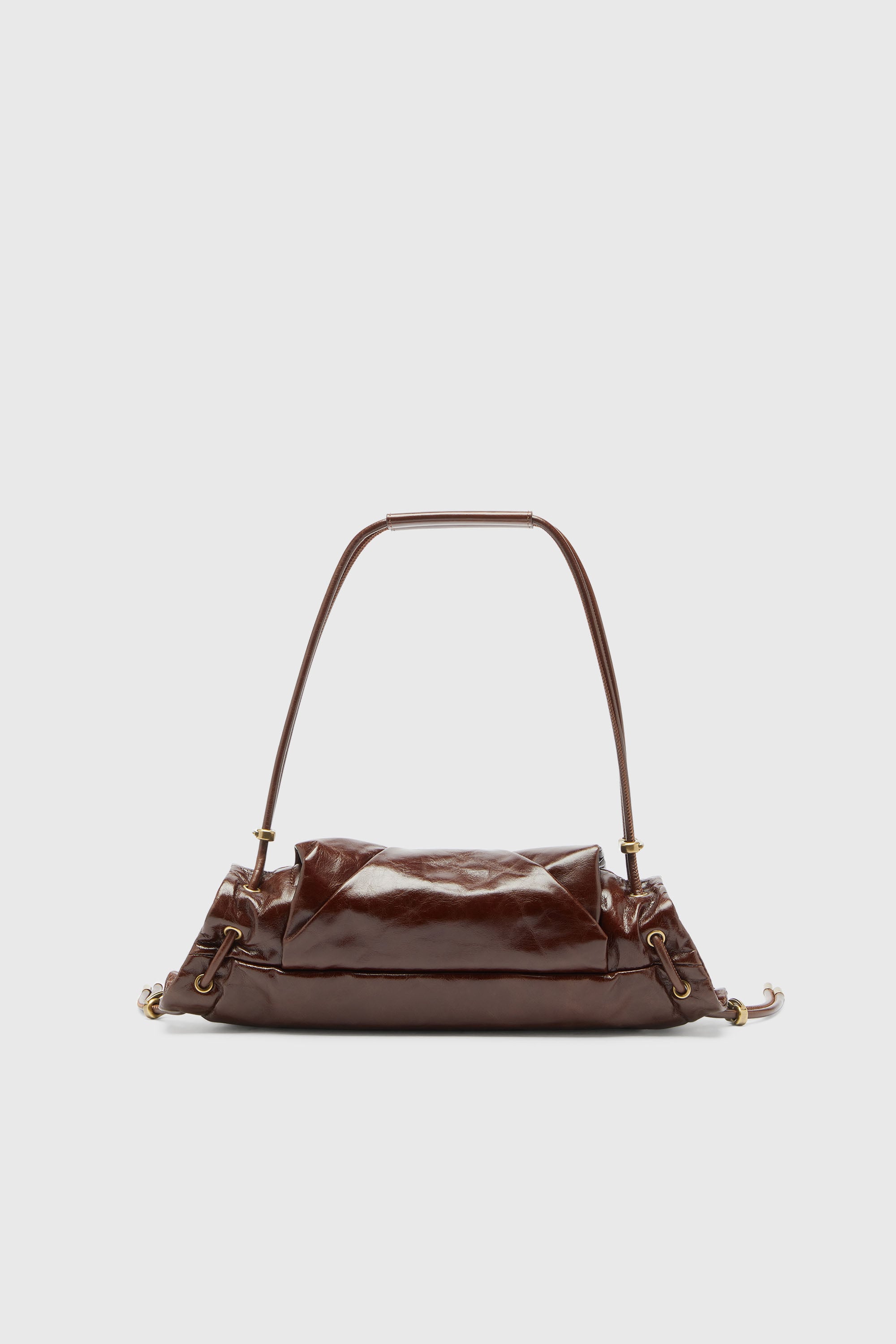 Diesel - SCRUNCH-D SHOULDER S, Scrunch-D-Petit sac &agrave; bandouli&egrave;re en cuir froiss&eacute; Femme in Marron - 2